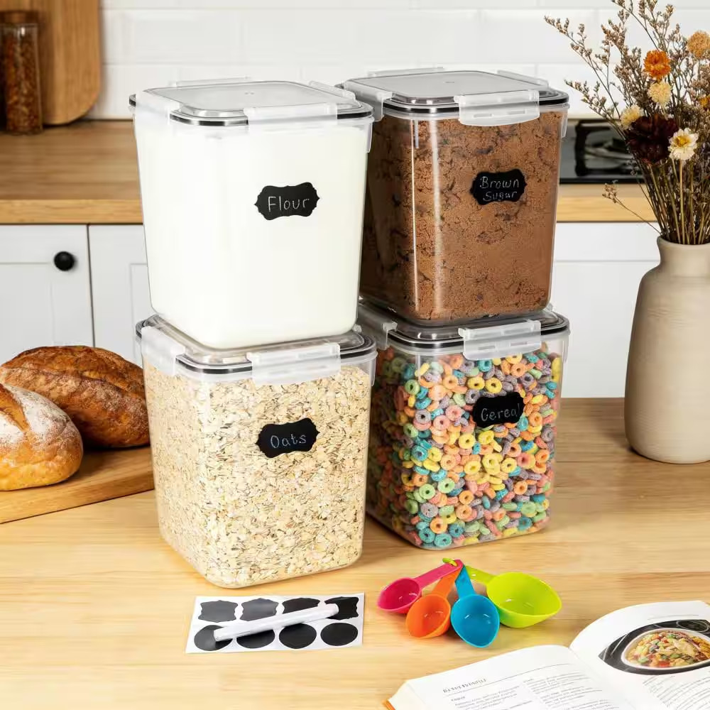 5.3 L Storage Containers with Large, Lids, Airtight for Flour, Sugar, Rice, Kitc