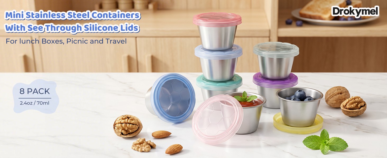 8×2.4 Oz Salad Dressing Containers with See-Through Lids, Leakproof Salad