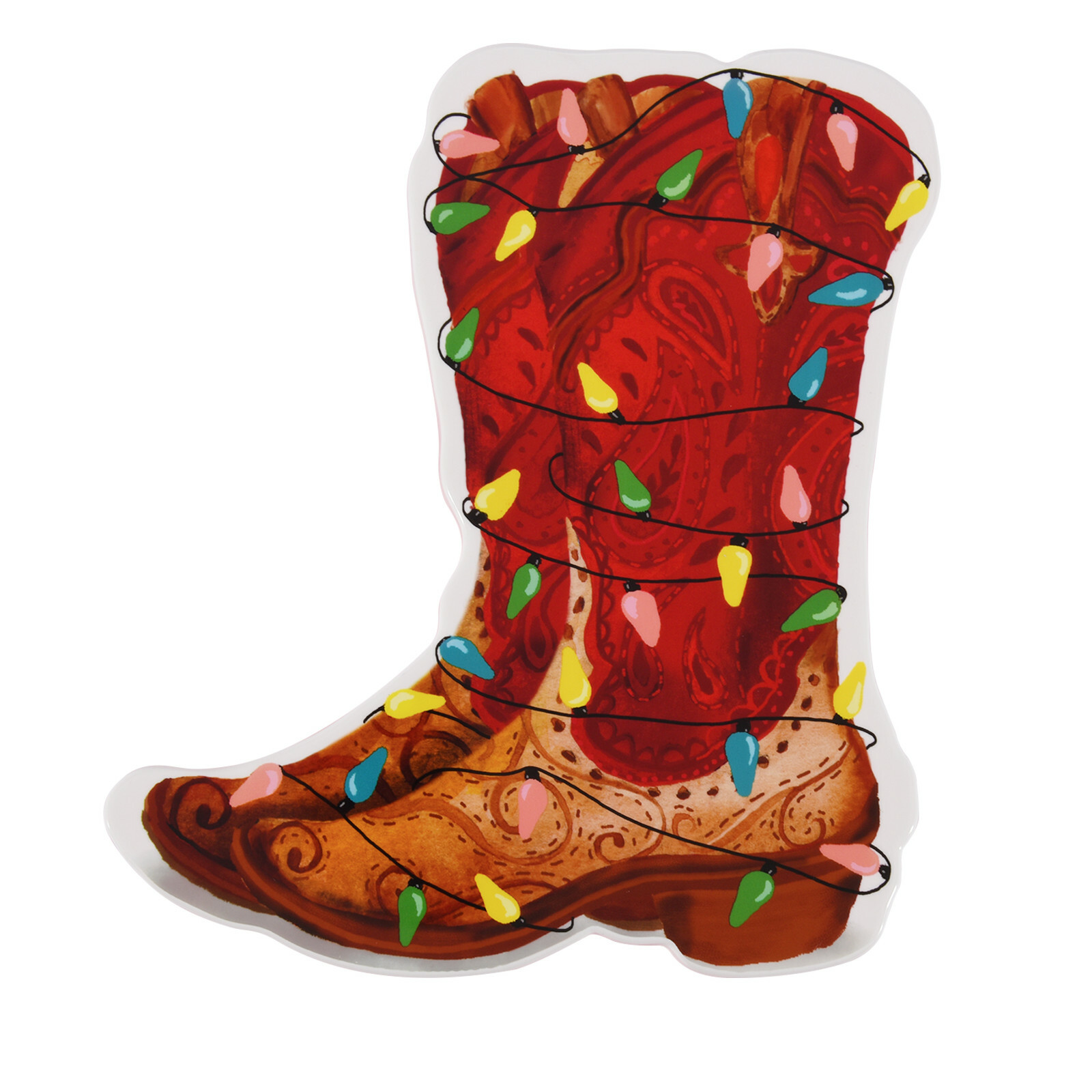 The Pioneer Woman Christmas Western Cowboy Boots Shaped Cookie & Treat Container