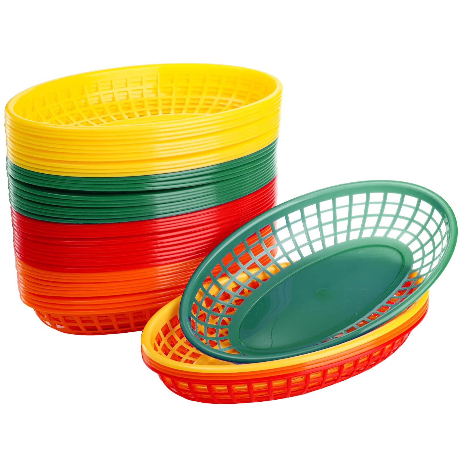 48 Pack Oval Fast Food Baskets for Parties, Carnivals, Fairs, and Picnic – Co…