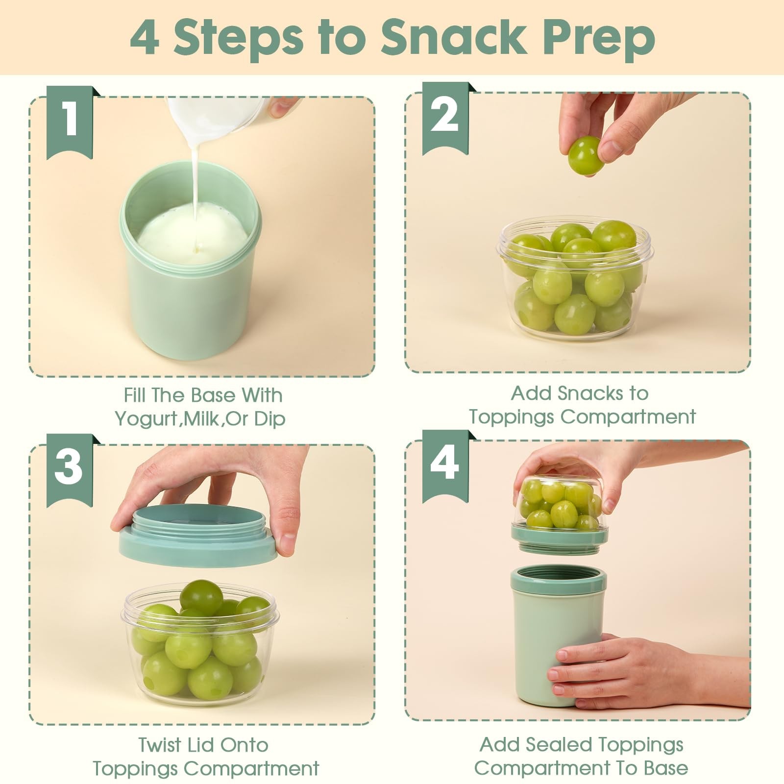 Snack Cup Container with Lid,Yogurt Parfait Snackle Cups and Spoons,600ml+270…