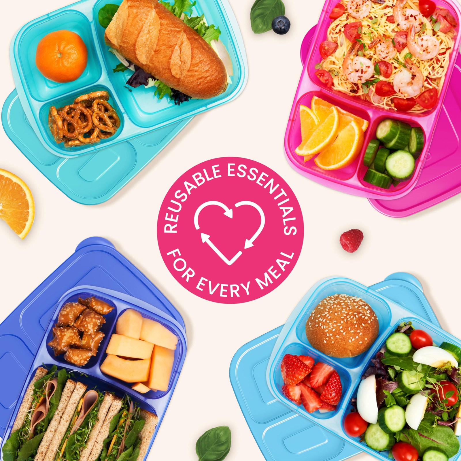 Bentgo Easyboxes – Original Stackable Lunch Boxes – Jewel Brights (4-Pack)