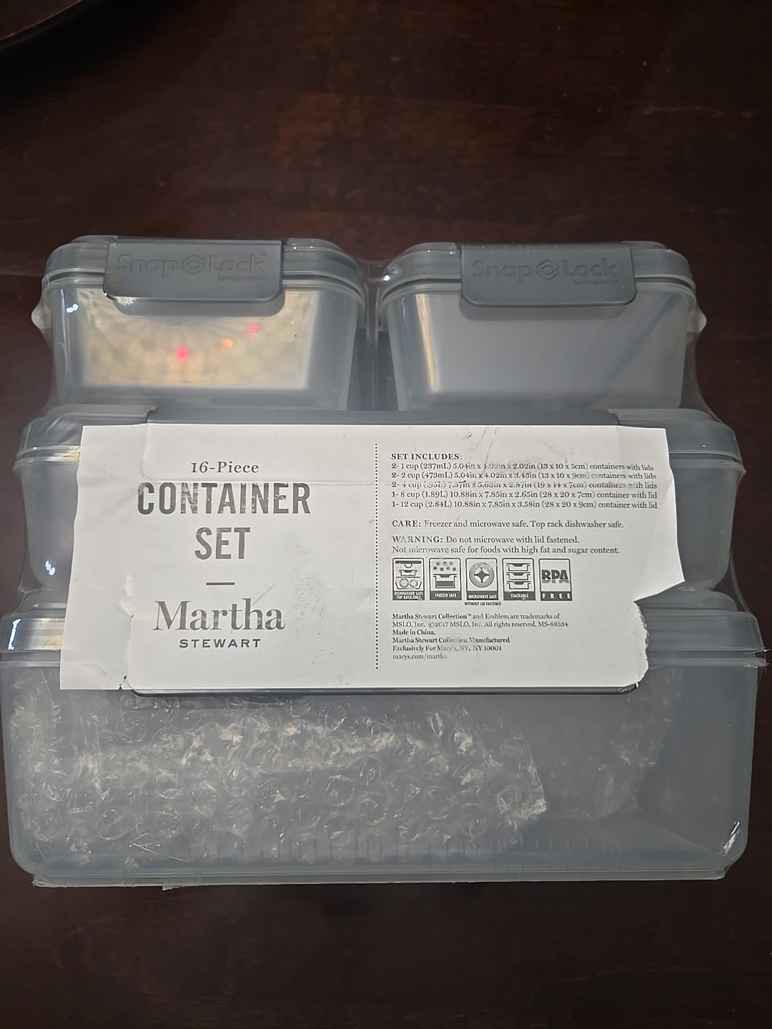 Martha Stewart 16 Piece Container Set. Snap Lock. New And Sealed