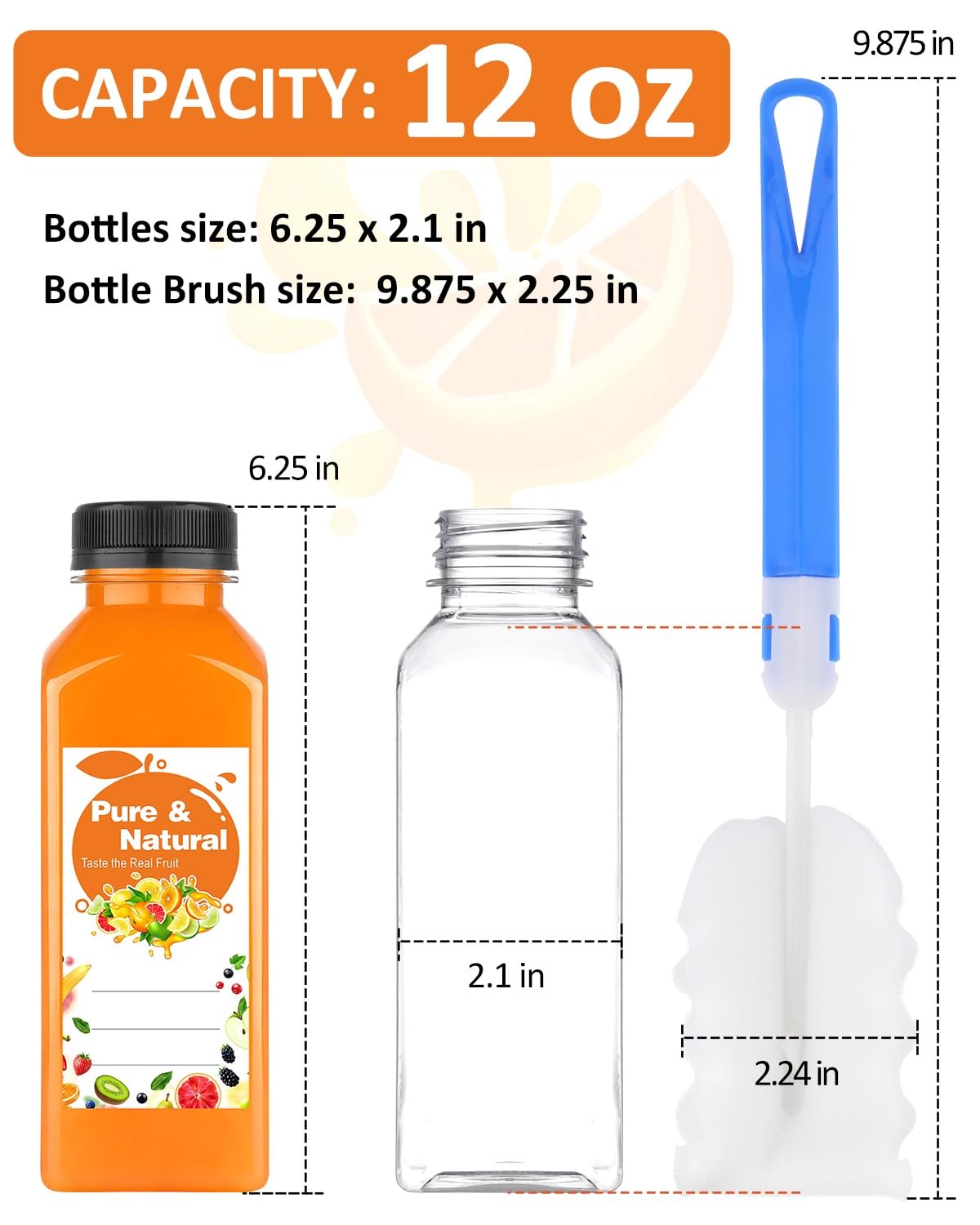36 Pack 12oz Plastic Juice Bottles with Caps, Empty Reusable Bottles for Juic…