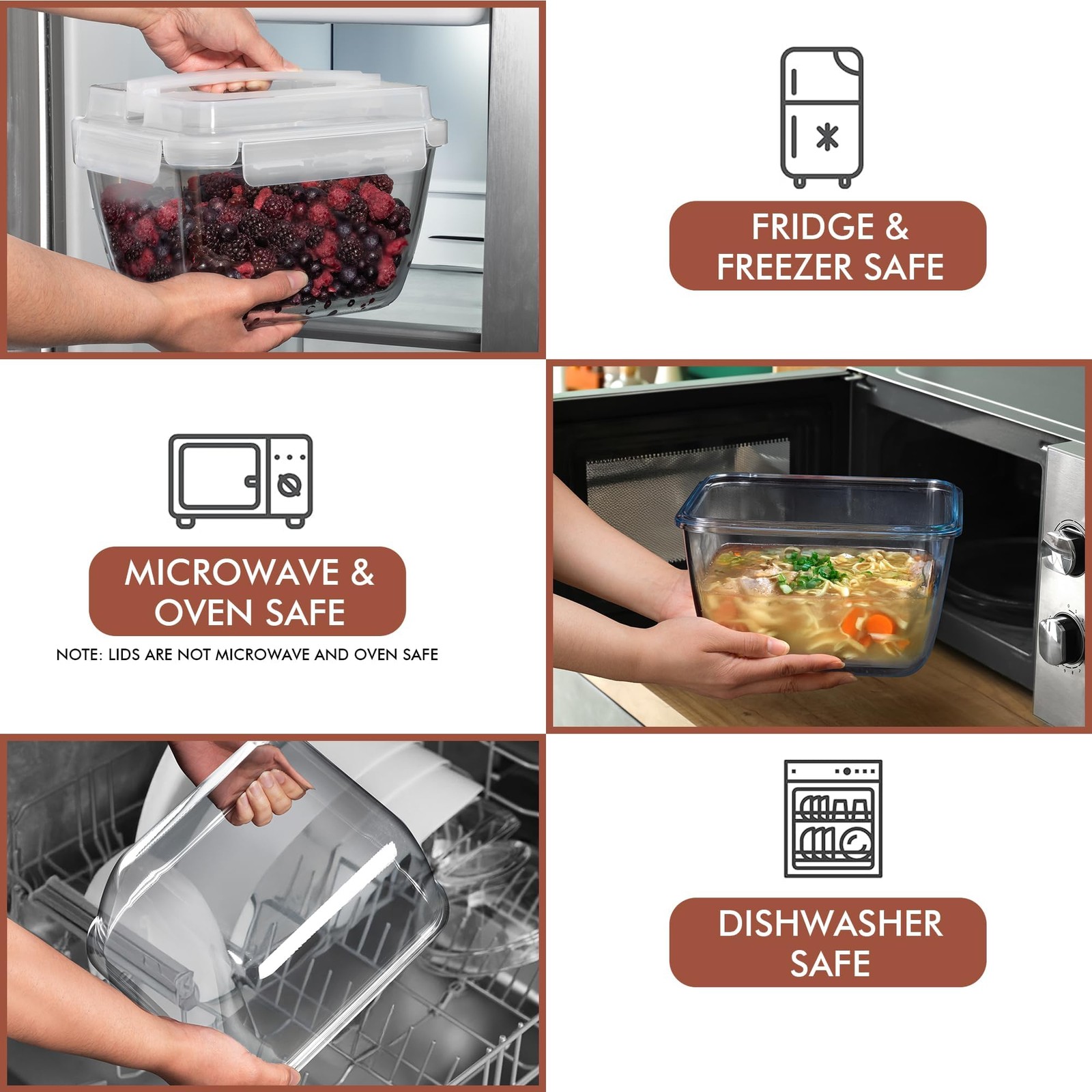 17 Cups / 132 Oz / 3900ml Large Glass Food Storage Containers with Lids – Lea…