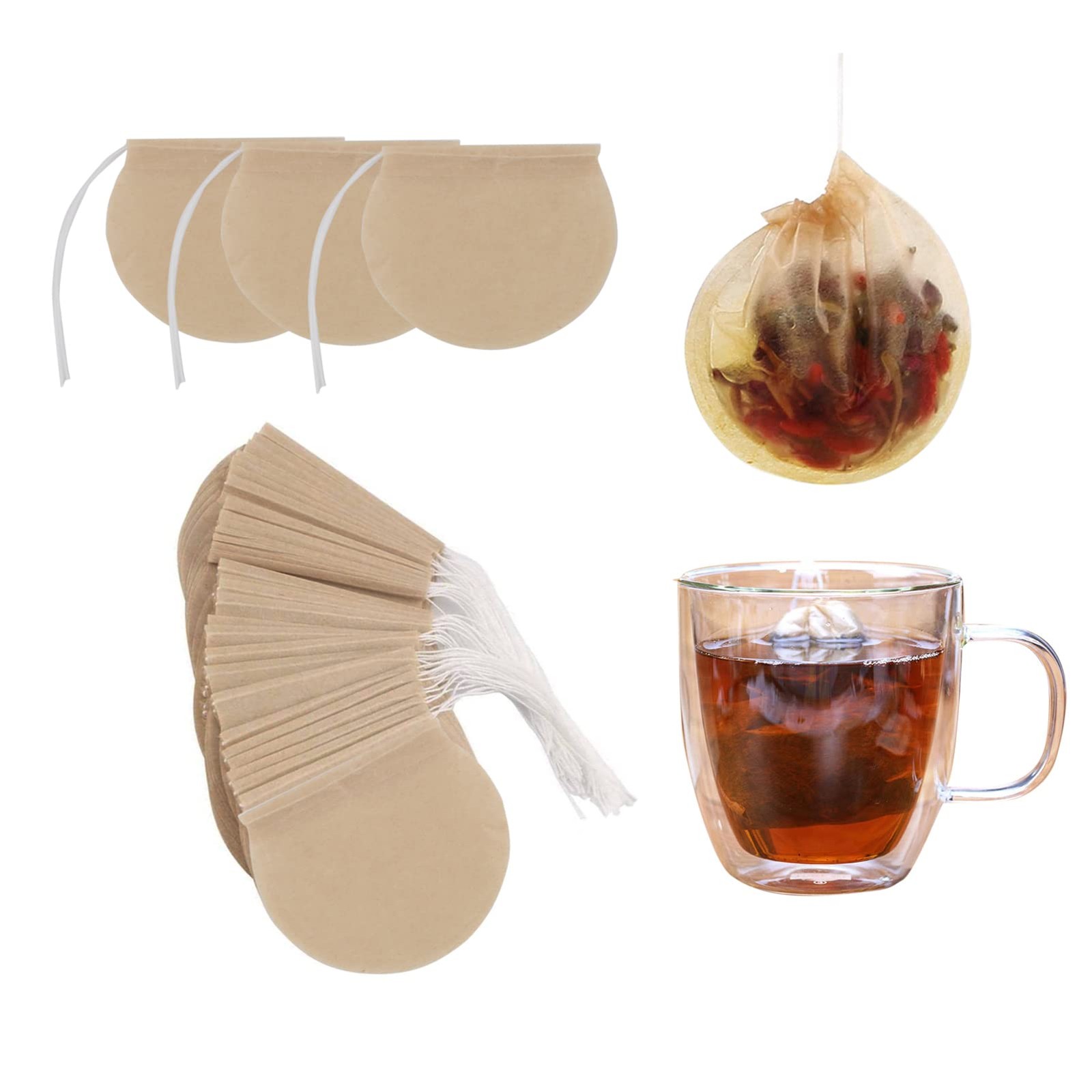 400pcs Tea Bags for Loose Leaf Empty Leaf, 2.95”, Natural