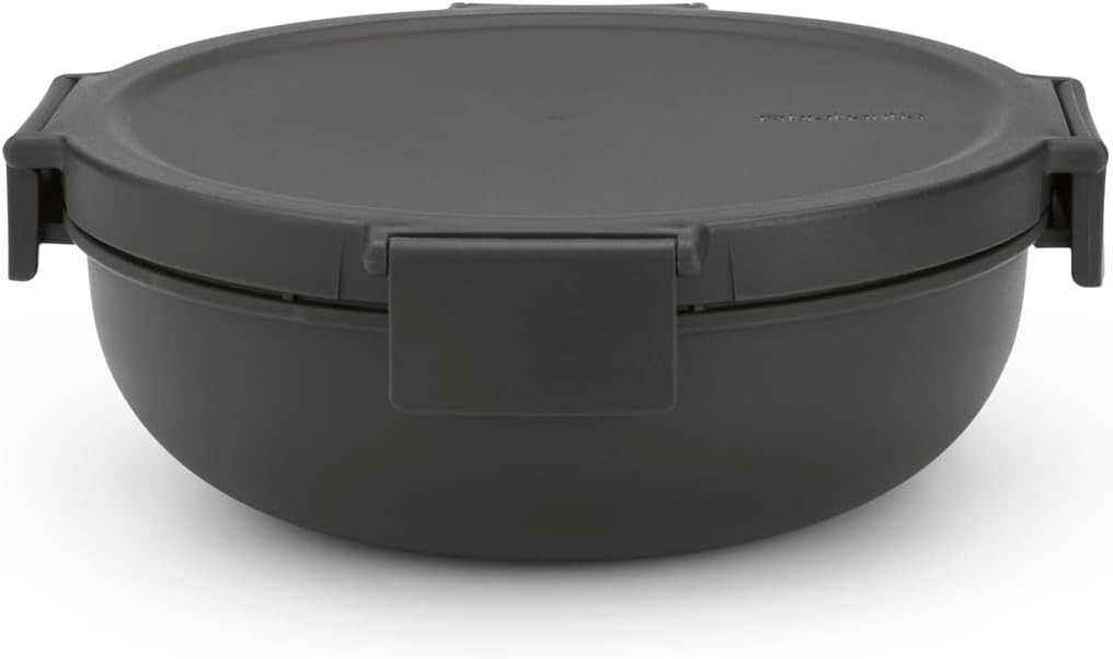 Make & Take Salad Bowl W/ Removable Tray Toppings & Dressings Dark Gray 100%