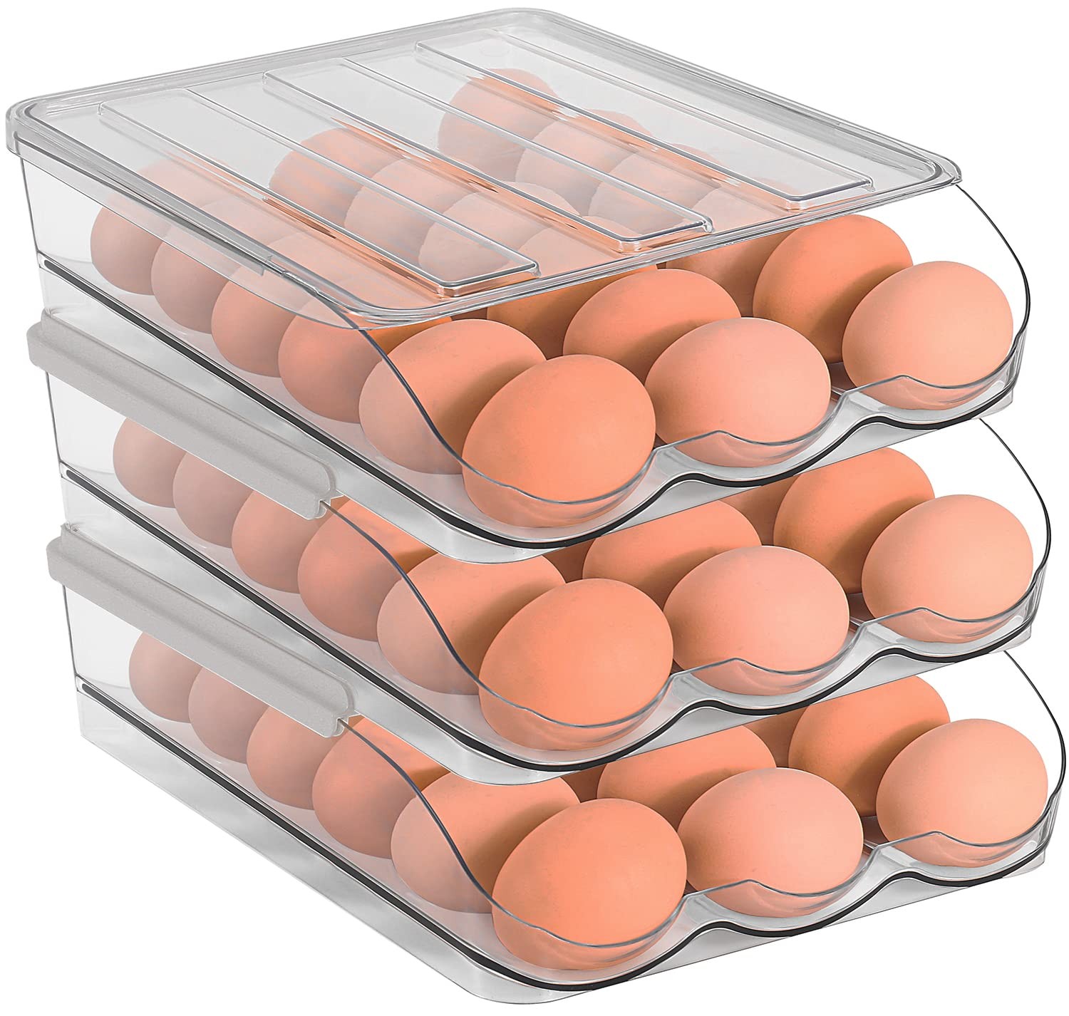 3 Layer Ramp Type Auto Rolling Egg Holder Storage Container for Refrigerator …