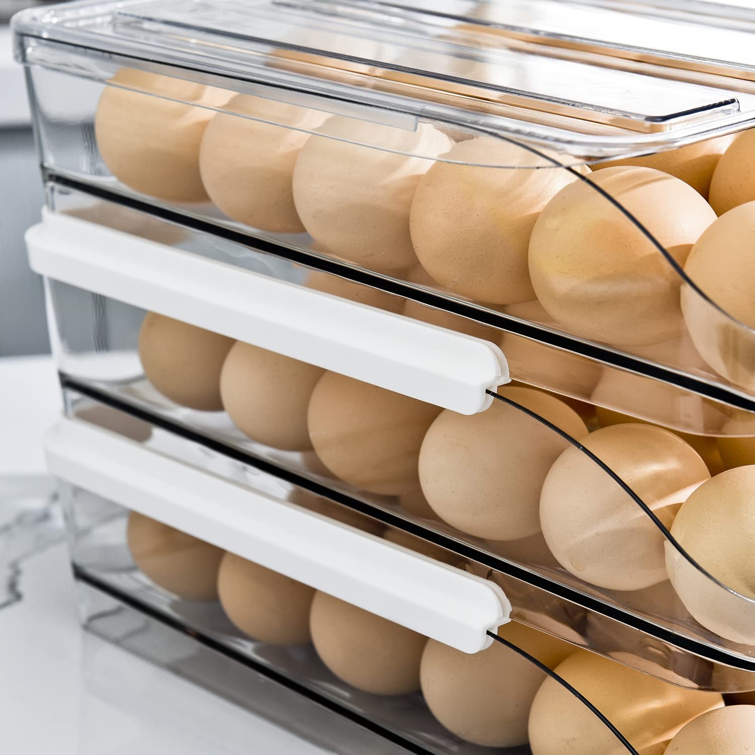3 Layer Ramp Type Auto Rolling Egg Holder Storage Container for Refrigerator …