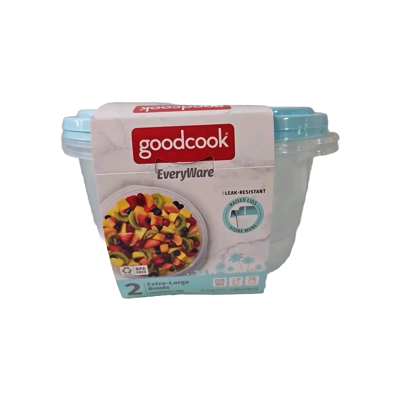 Goodcook EveryWare 2 Extra-Large Round Food Containers & Lids 2 Pack (4 Total)