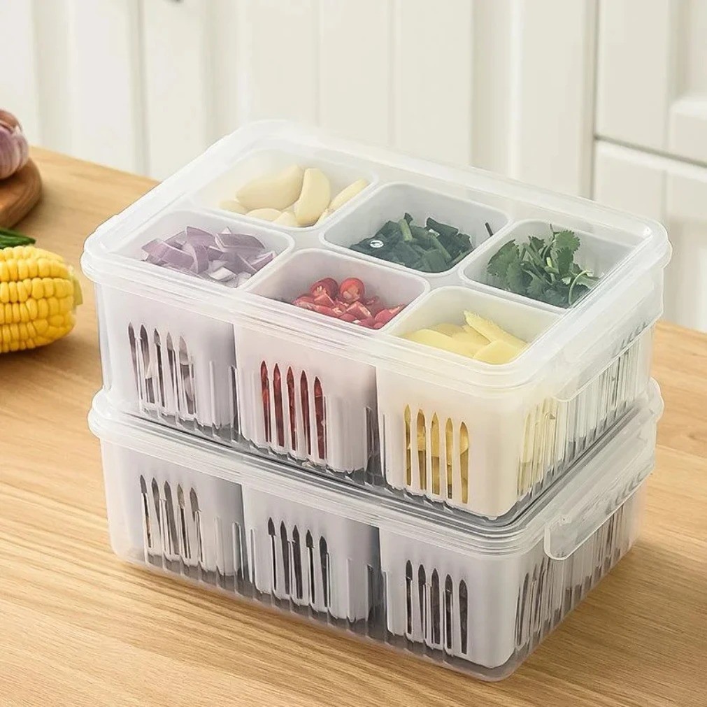 Refrigerator Food Drain Fresh-keeping Box Ginger Garlic Onion Pepper Storage AA