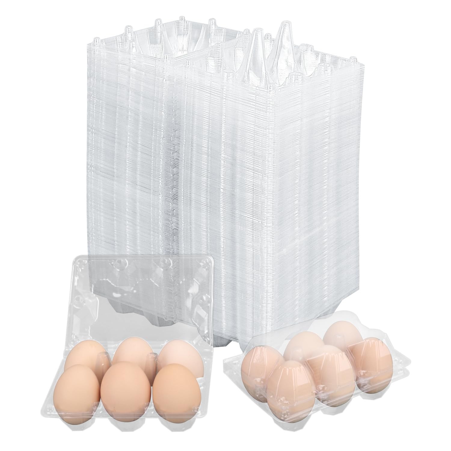 150 Pack Half Dozen Egg Cartons Bulk 2×3 Clear Plastic Chicken Holders Tray