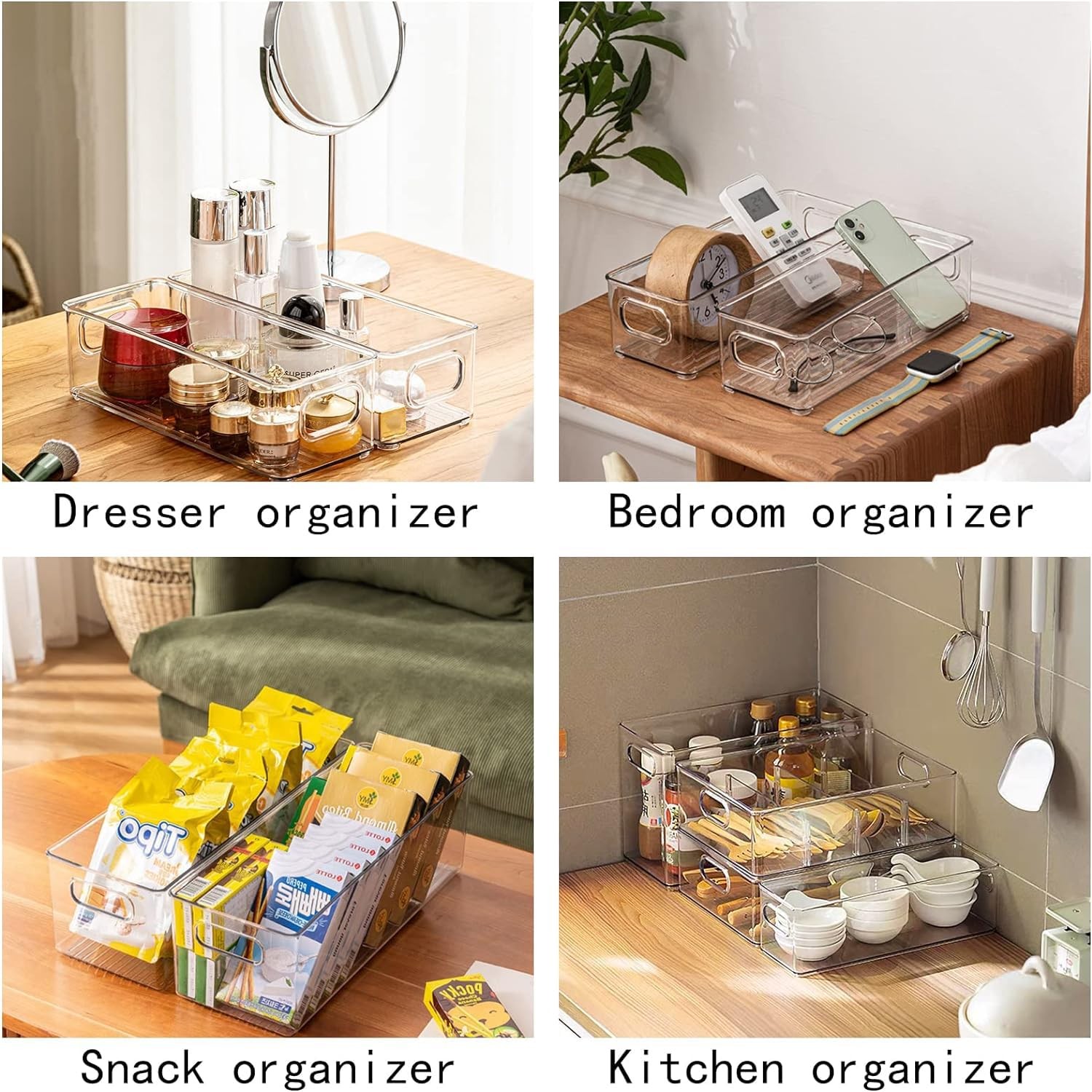4pack Stackable Fridge Drawers Pullout Storage Bins With Handle Clear Food Conta