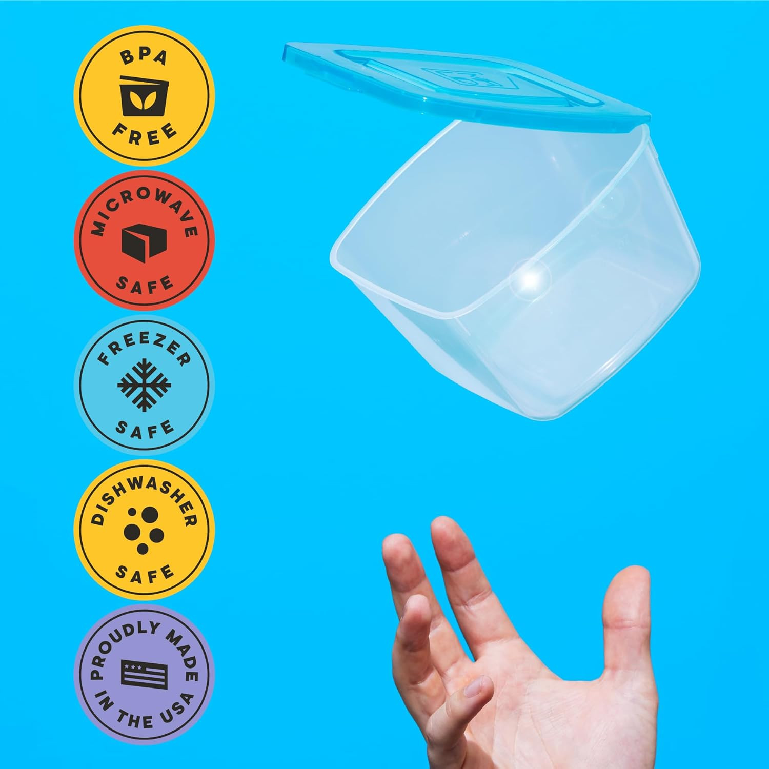 Premium Attached Food Storage Containers, Permanently Attached Plastic Lid, Neve