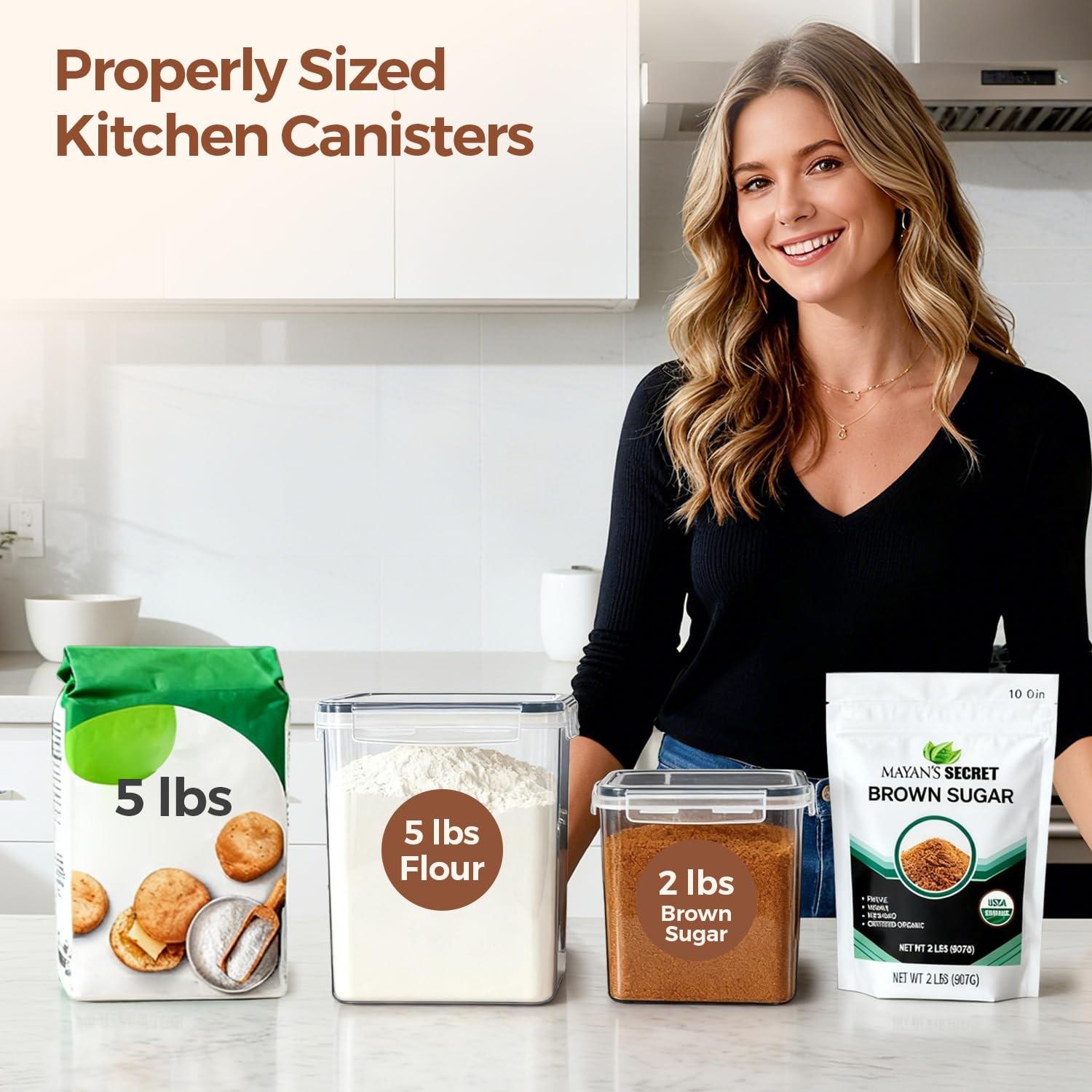 Airtight Food Storage Container Set, 3-Piece for Baking and Pantry Organization