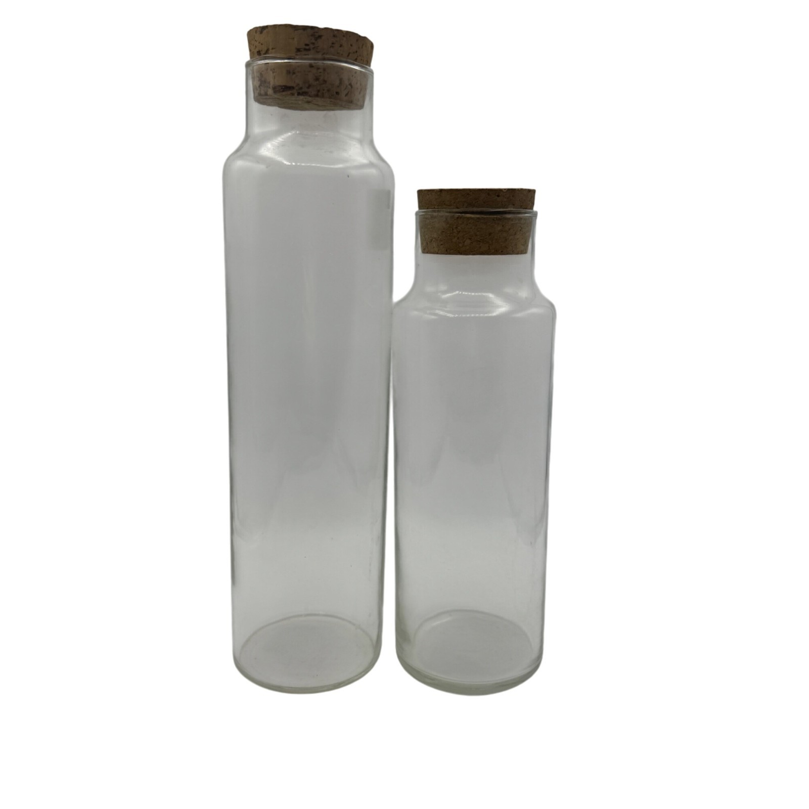 Glass Storage Bottles Set of 2 With Cork Lids Decorative Home Kitchen Containers