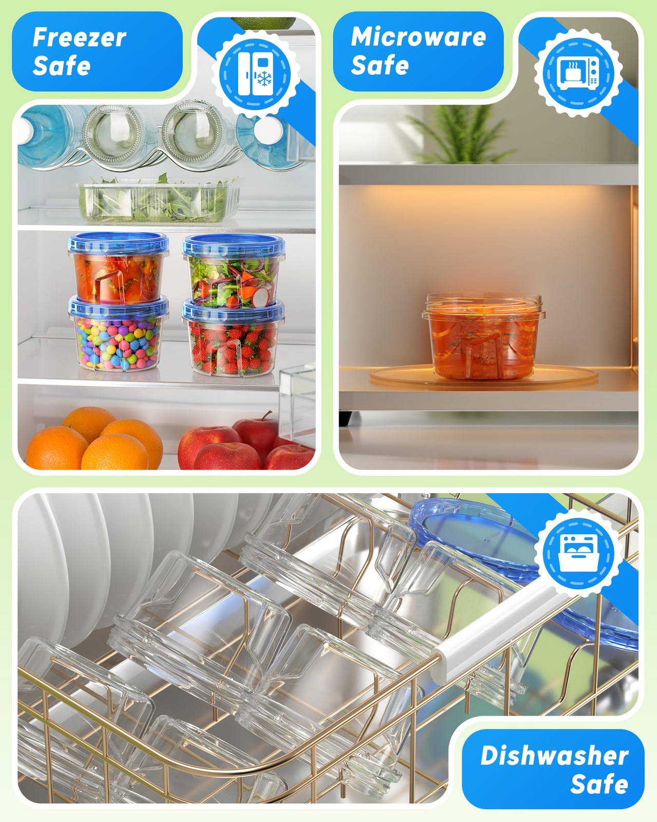6 Pack 17oz Freezer Storage Containers with Twist Top Lids BPA Free