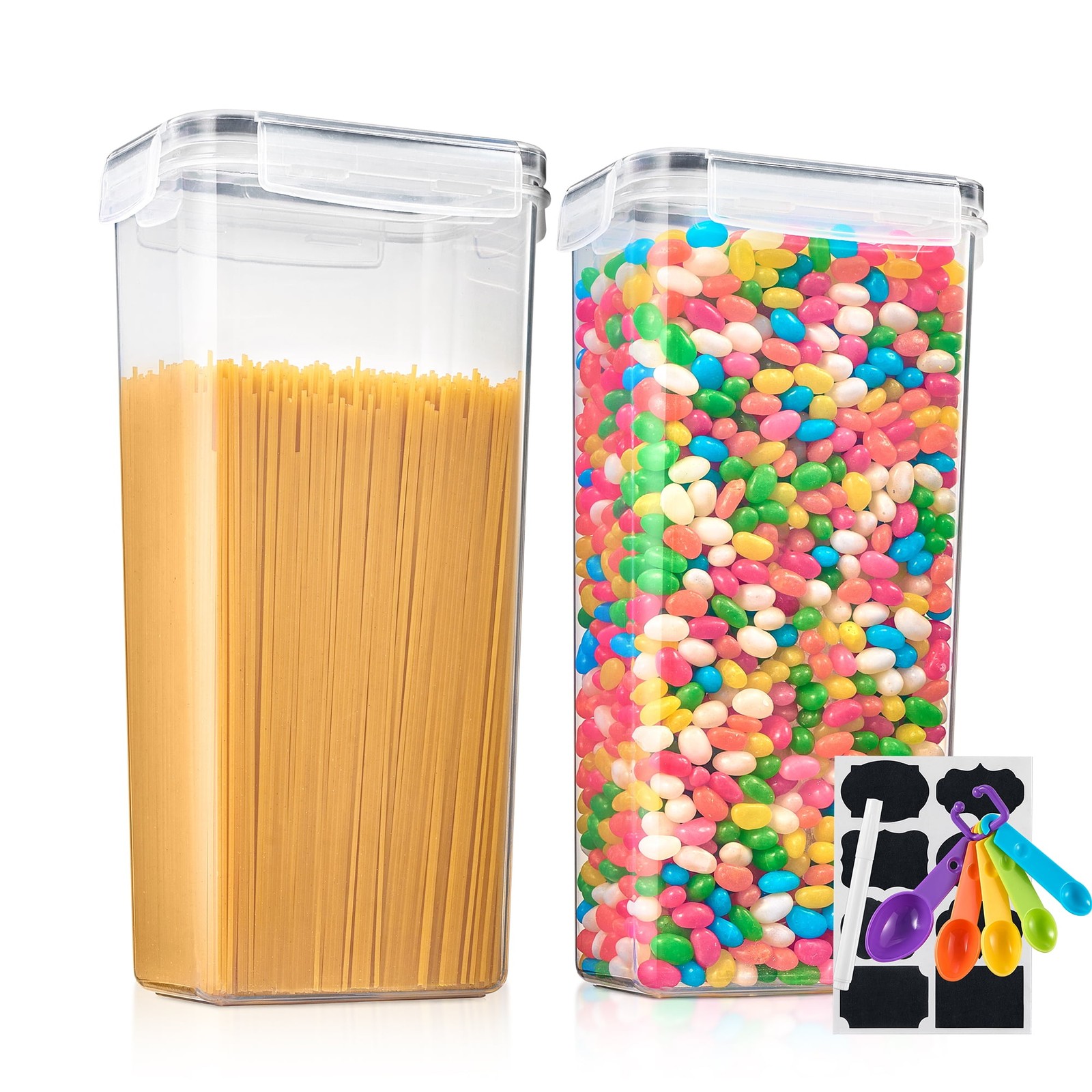 2-pack Airtight Food Storage Containers BPA-Free Plastic Cereal Pasta Dry Goods