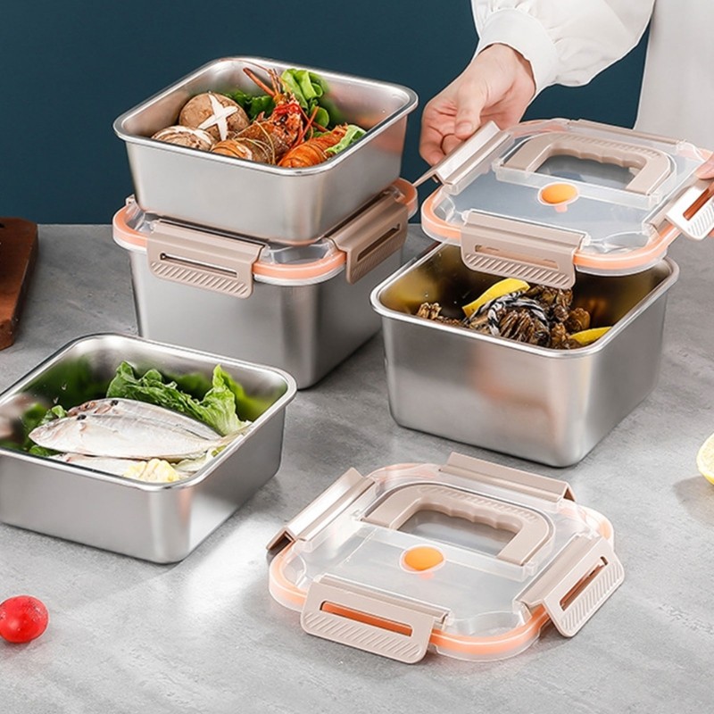 Leak Proof Stainless Steel Lunch Box Storage Container with Translucent Top