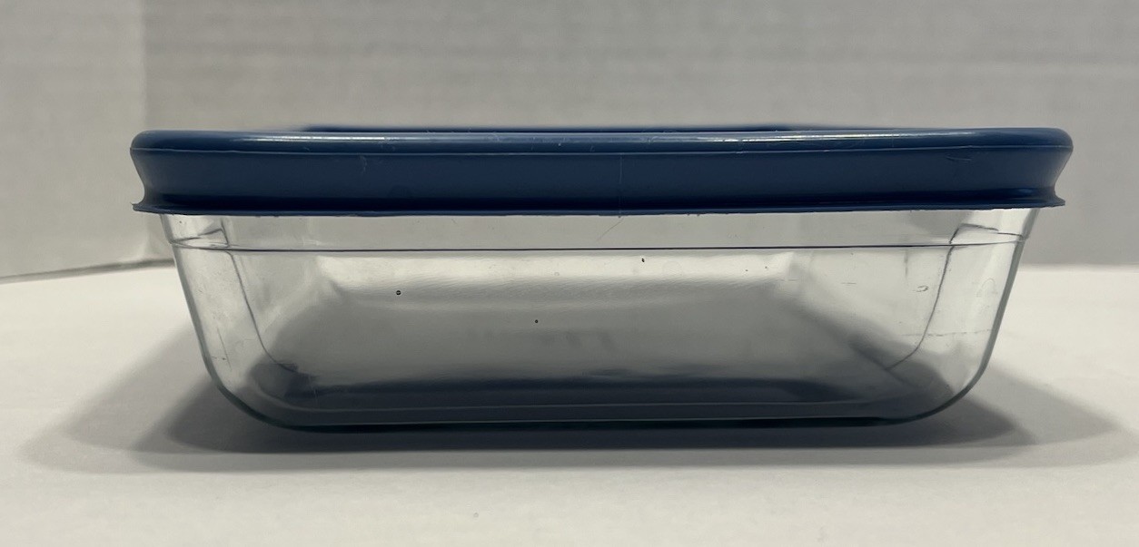 Pyrex 7210 3-Cup Rectangle Glass Storage Dish With 7210 Plastic Blue Cover READ