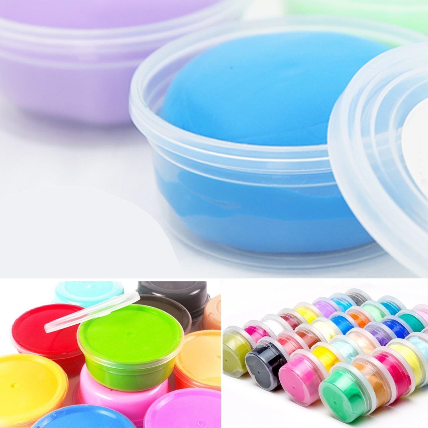 40 Pack 2Oz Small Plastic Containers with Lids for Slime Foam Ball Storage