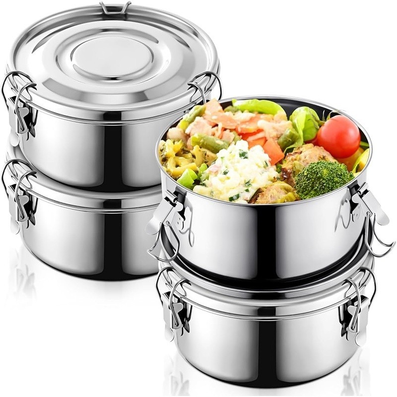 Stainless Steel Bento Box Set Leak Proof Food Storage Containers 4 Pack New