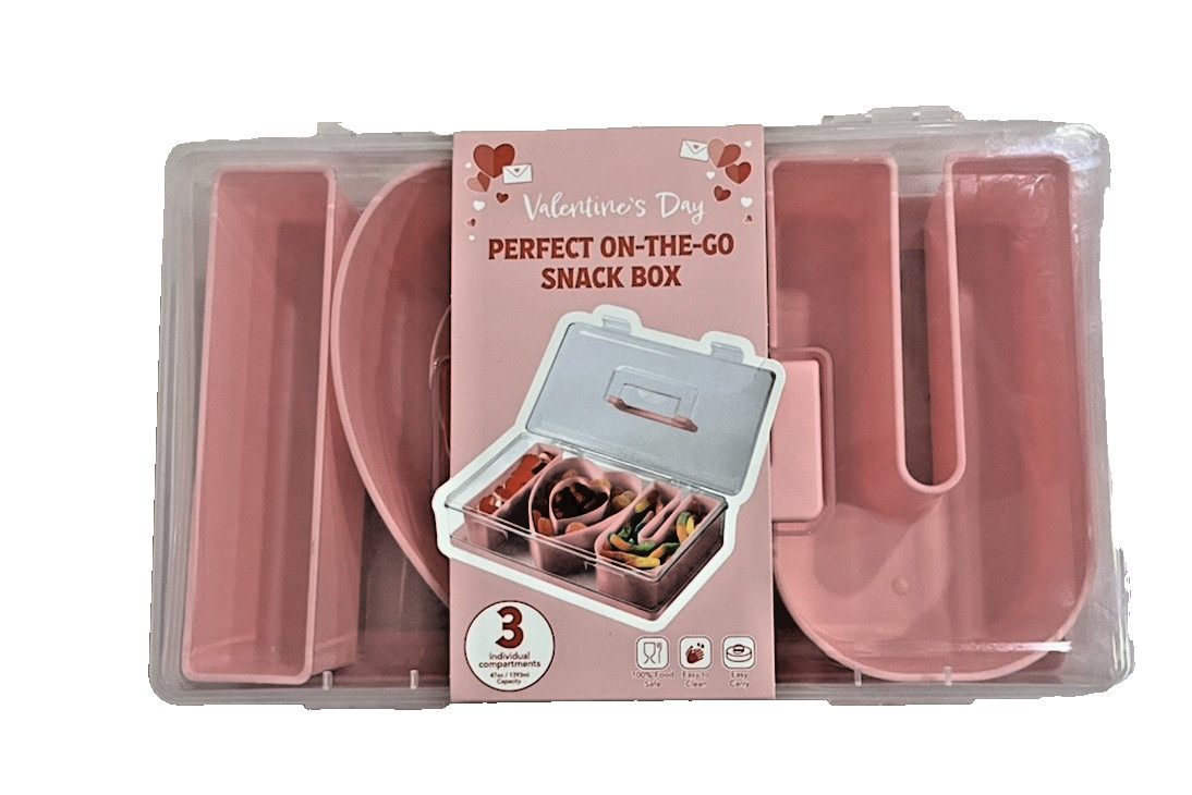 On The Go Snack Box – Snackle Food Storage Container 3 Compartments- I Love You
