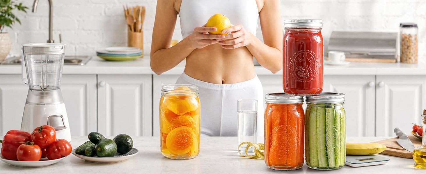 Wide Mouth Mason Jars with Lids [], Canning Jars with Metal Airtight Lids and