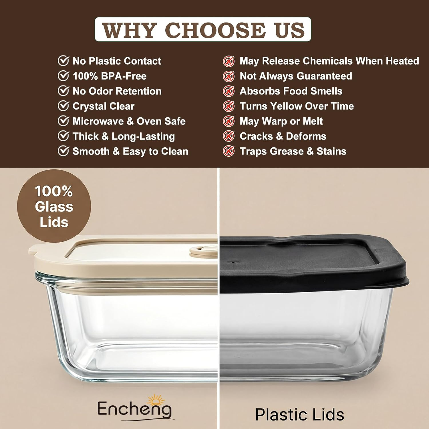 5 Pack 35 Oz Glass Meal Prep Containers, Plastic-Free Glass Food Storage Contain