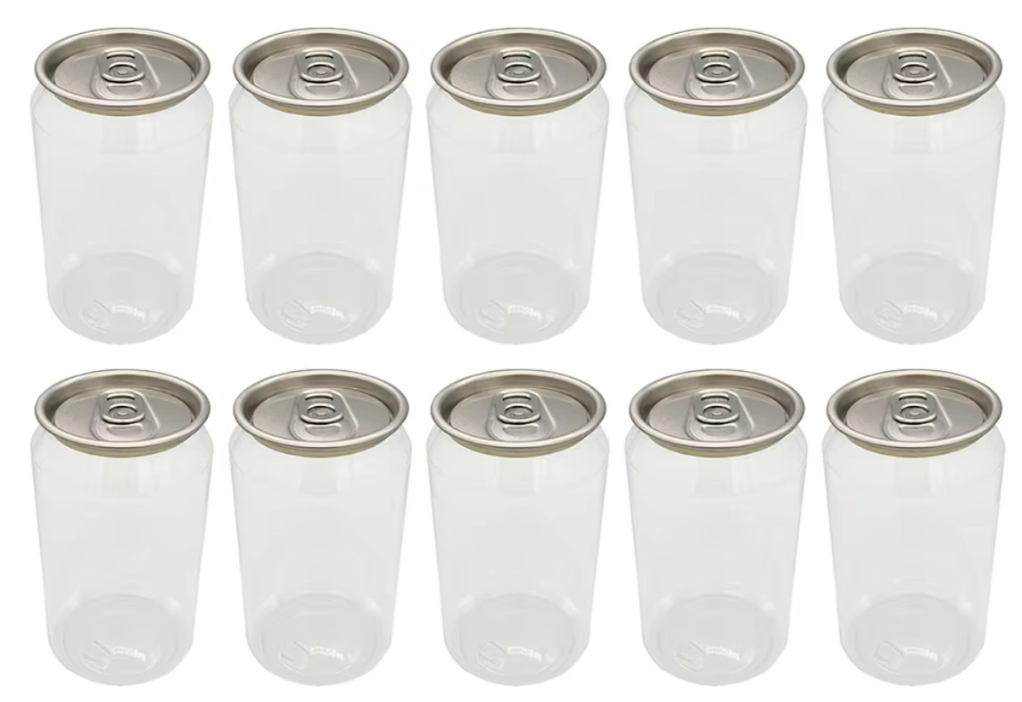 16pcs 330ml Plastic Bottle Transparent Clear, Boba, Milk Tea + lids