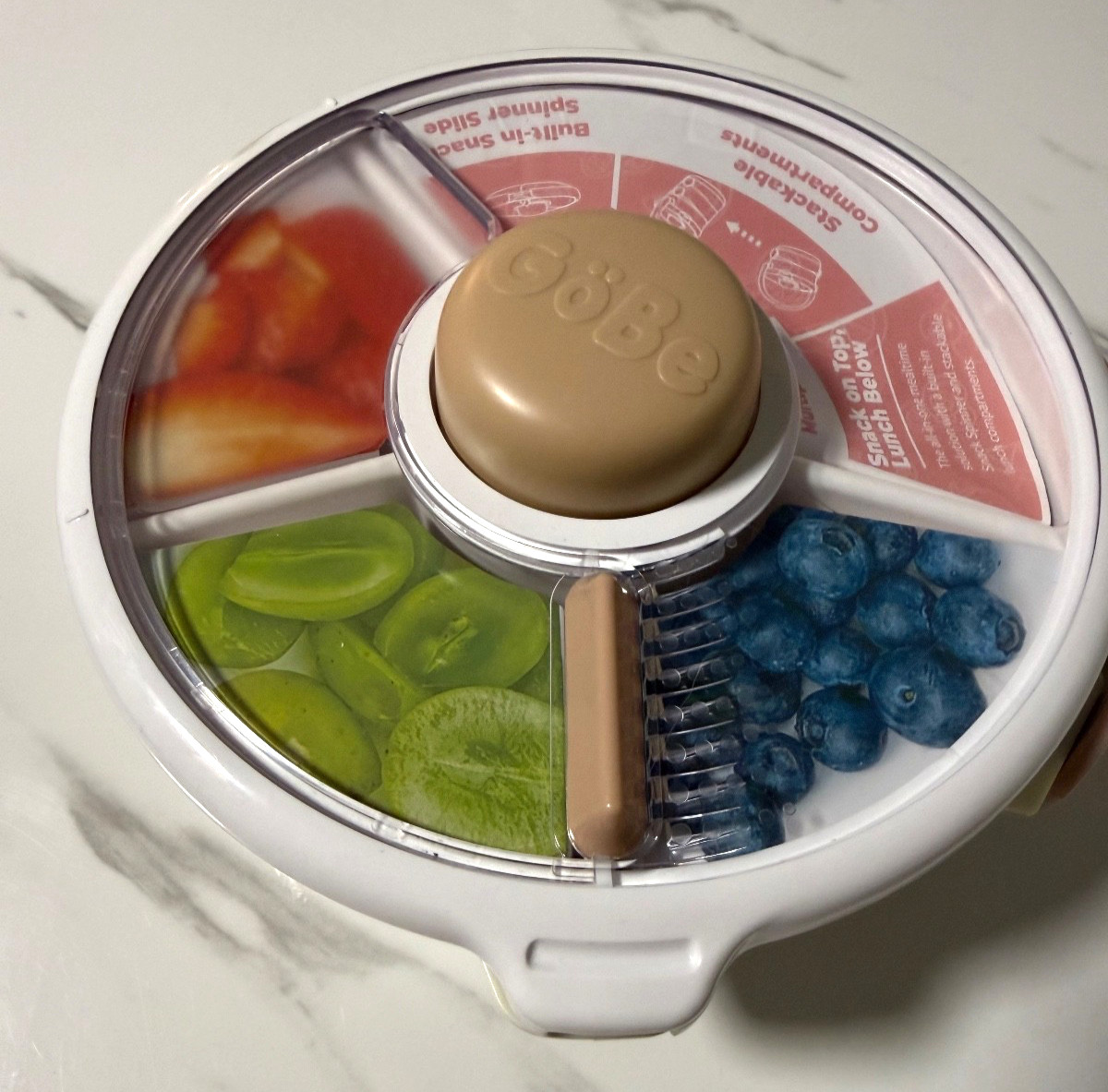 GoBe Kids Snack Spinner Slide Bundle W/ Handle,Reusable, No Spill