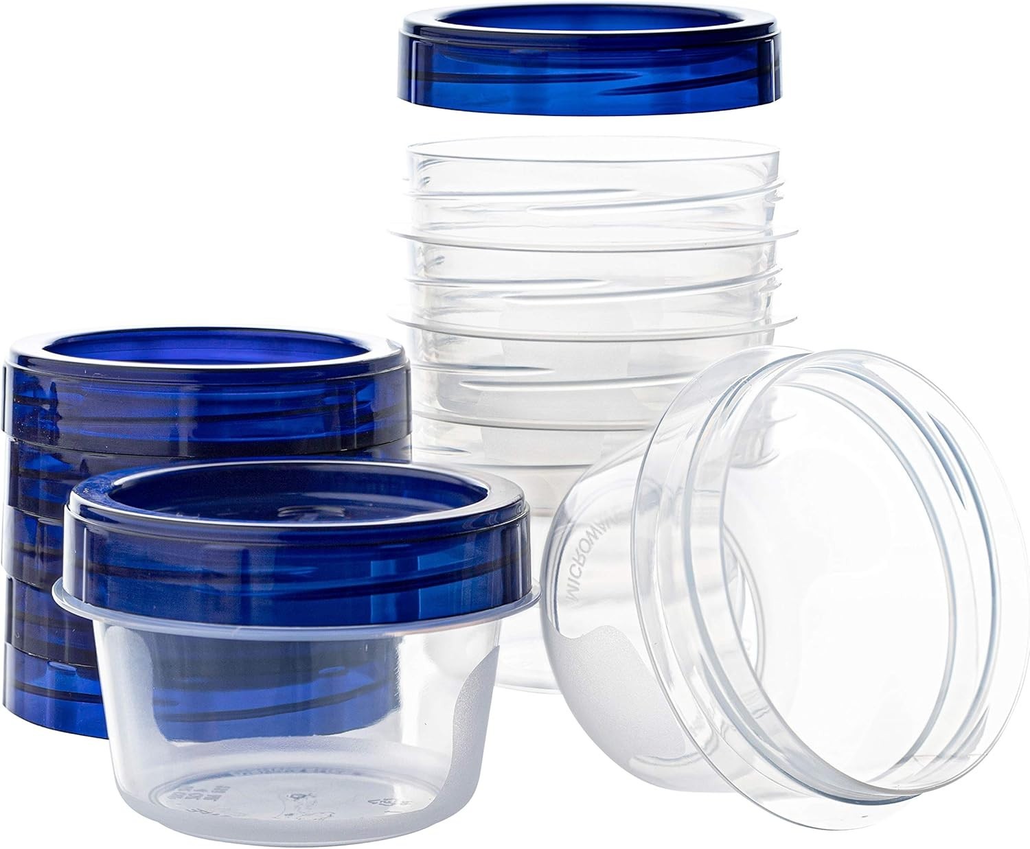 6-Pack 4 Ounce Clear Deli Containers with Blue Twist Lids – Airtight & Reusable