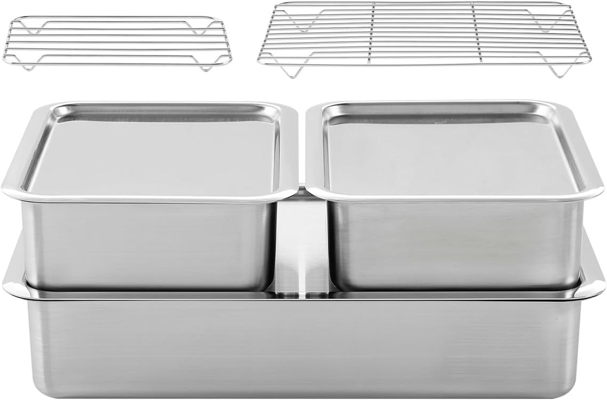 Premium 3PCS Stainless Steel Food Storage Containers with Lids & Nets Set