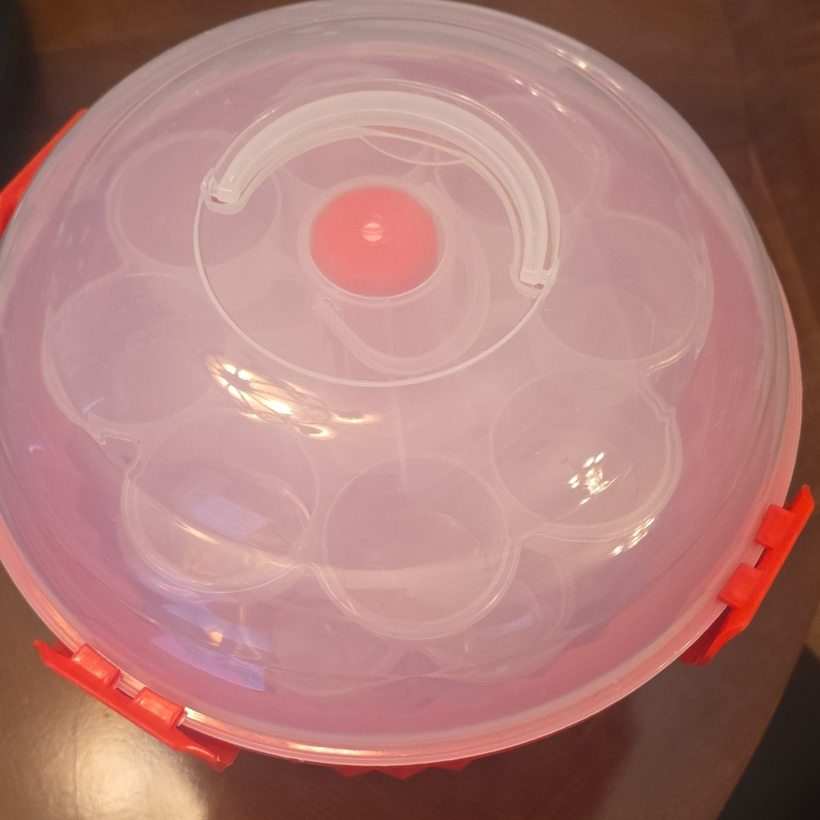 Fox Run Plastic Cupcake Carrier Red/Clear With Inserts Handle Set of 3