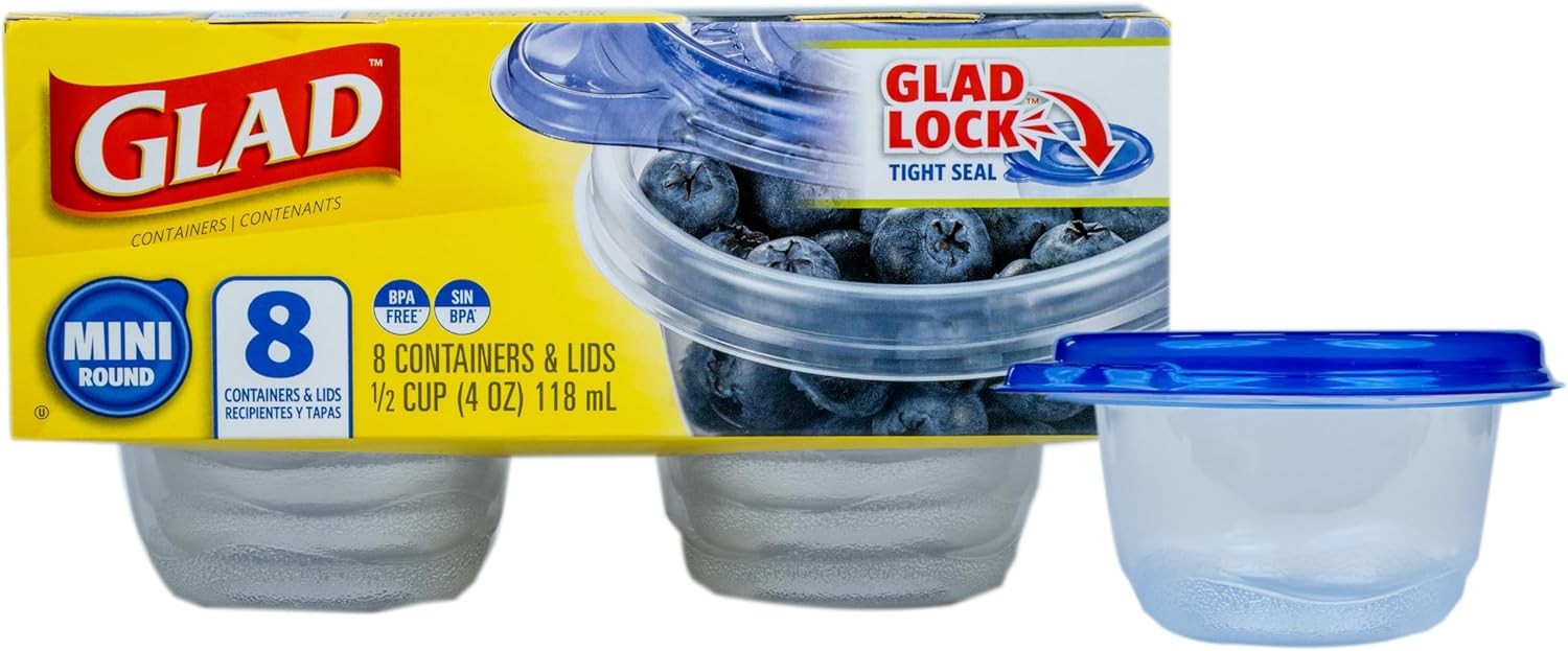 Mini Round Food Storage Container W/ Lid Small BPA Free Reusable