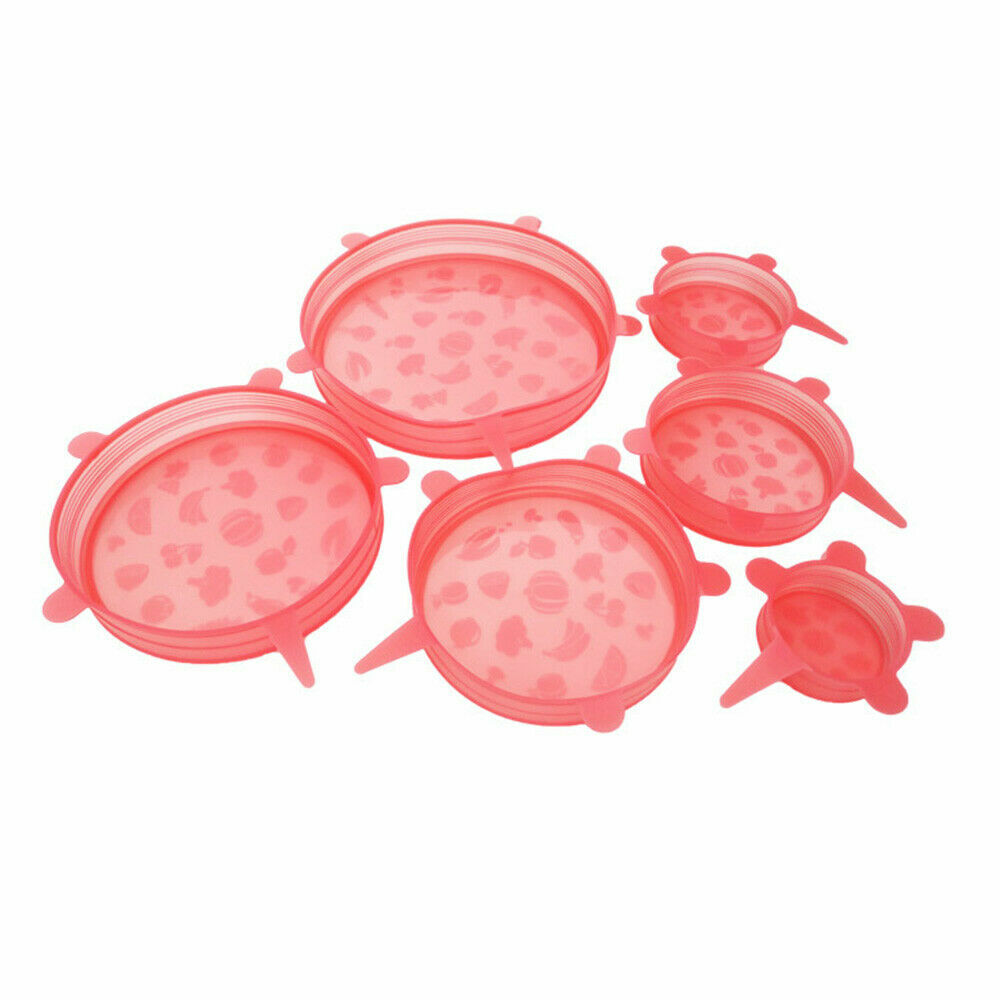 6pcs Reusable & Adjustable Universal Silicone Food Covers, Stretch Bowl Wrap Lid