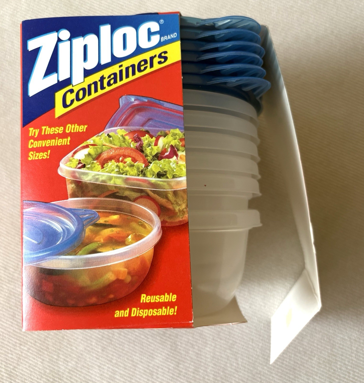 Ziploc Vintage 1998 Snap’n Seal Single Serve 8fl.oz./1 Cup 6 Storage Containers