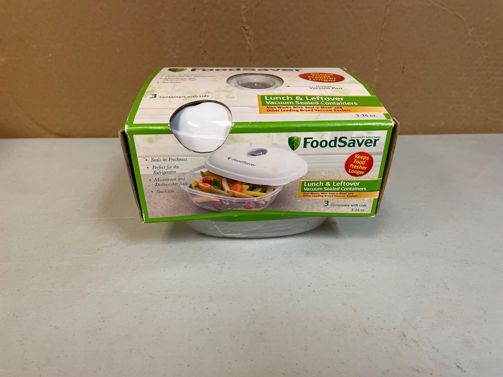 FOODSAVER Lunch & Leftover Vacuum Seal Containers, 3 pack, 24 oz each New Sealed