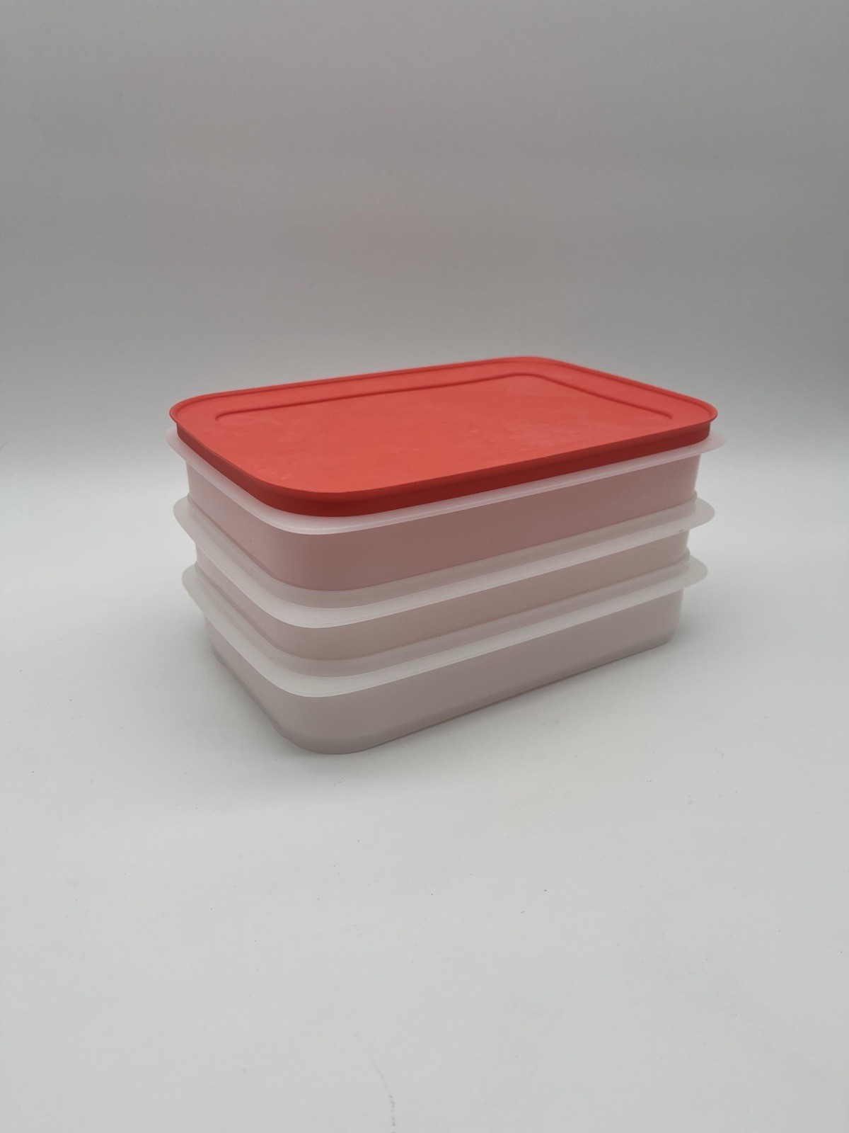 Tupperware Freezer Mates Plus Stackables Set of 3 Sheer with Peach Seals