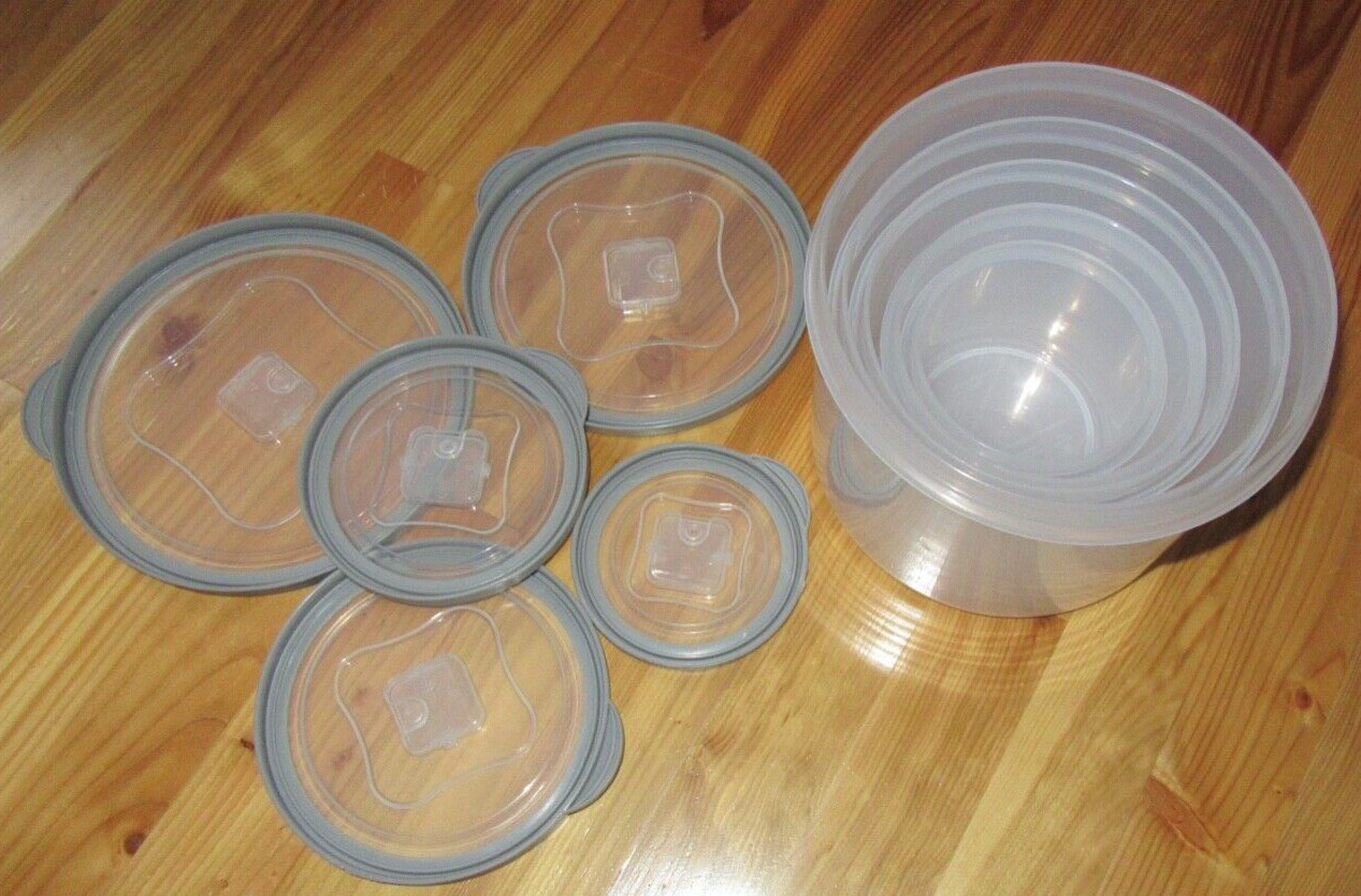 Art & CooK Round 10 Pc Vented Plastic Food Storage Bowls D/W Safe New NICE