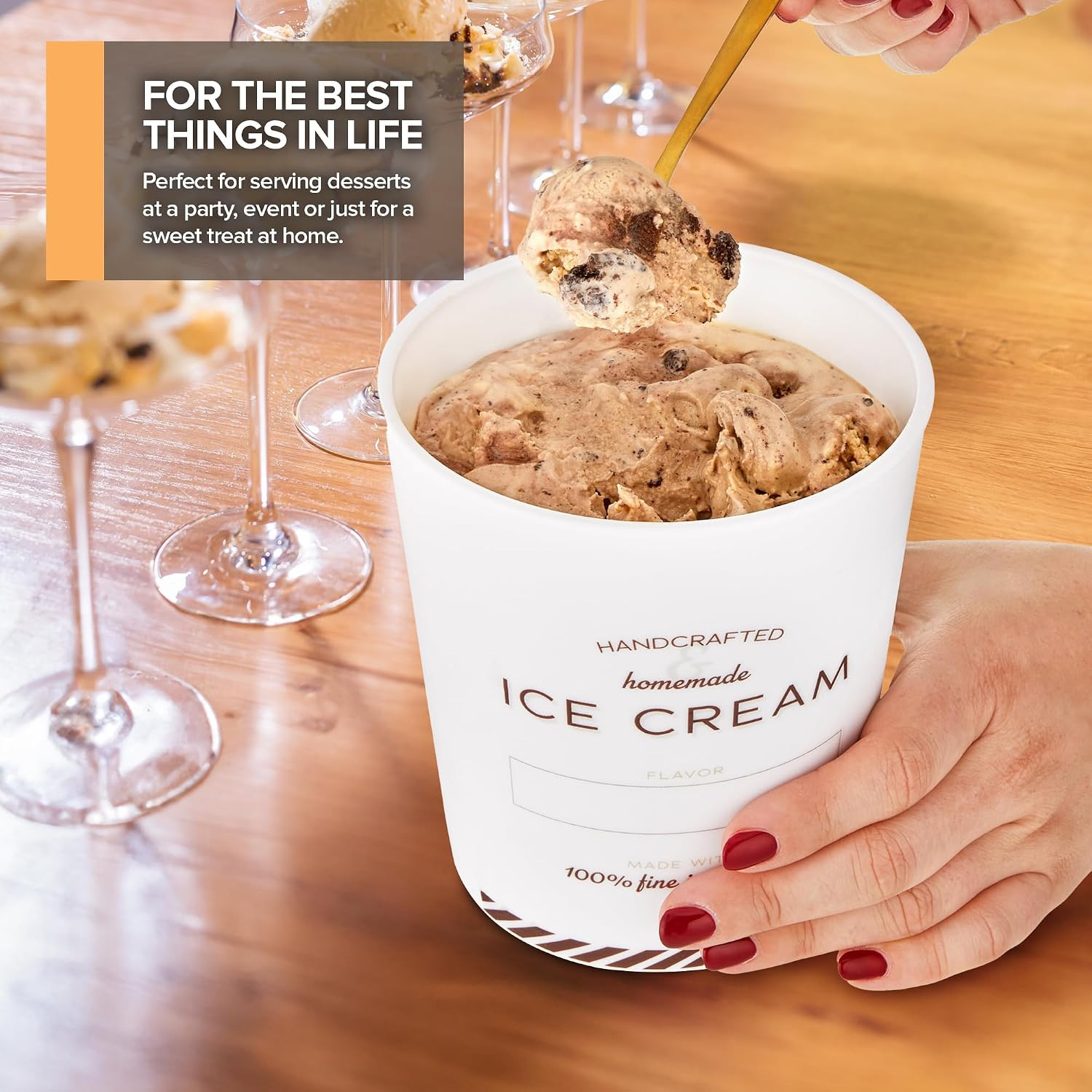 32 Oz Ice Cream Containers with Airtight Silicone Lids ( 4-Pack ) Homemade Ice C