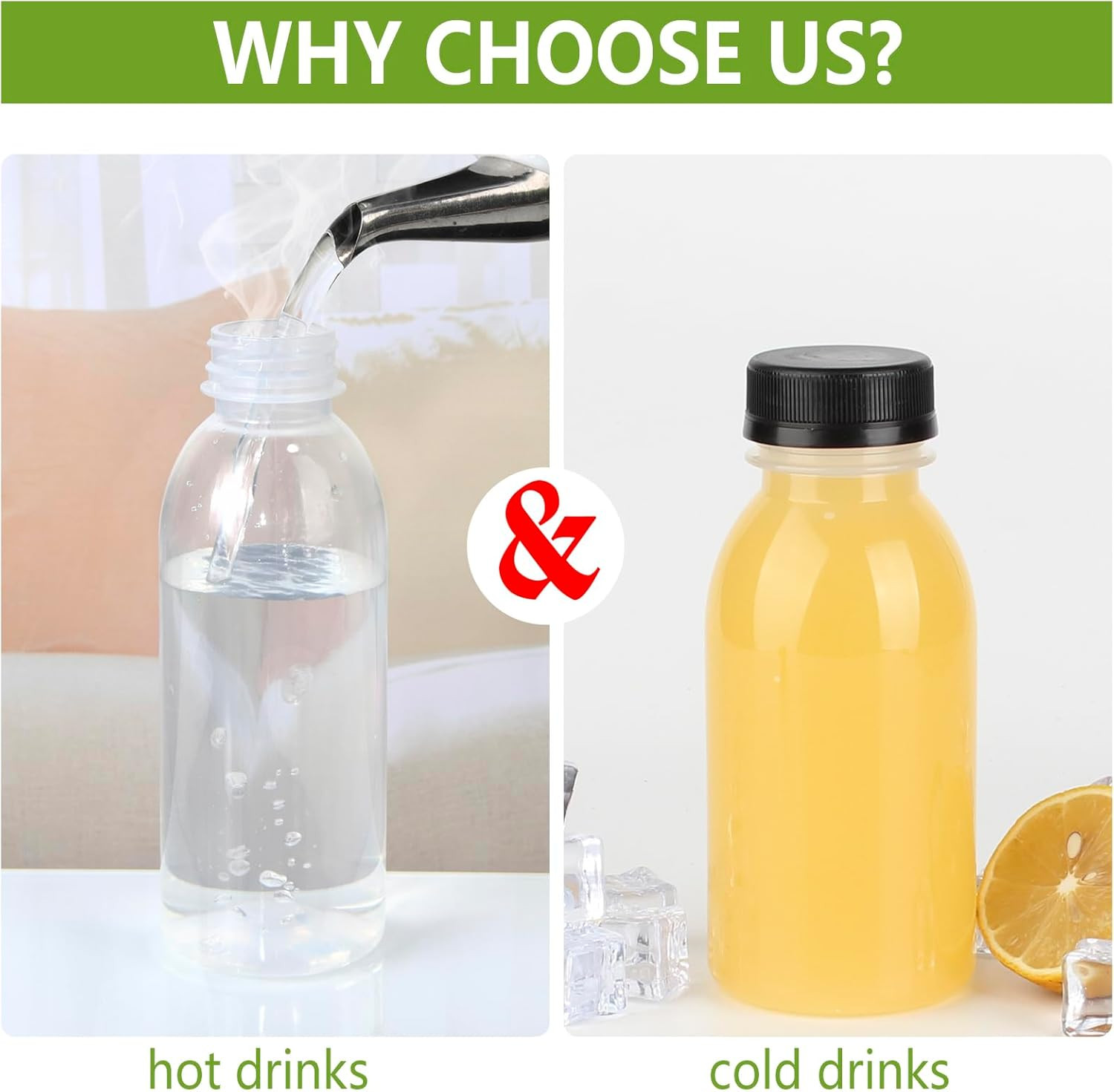 Zmybcpack 12 Pack 8Oz PP Heat-Resistant Plastic Juice Bottles with Caps-Plastic