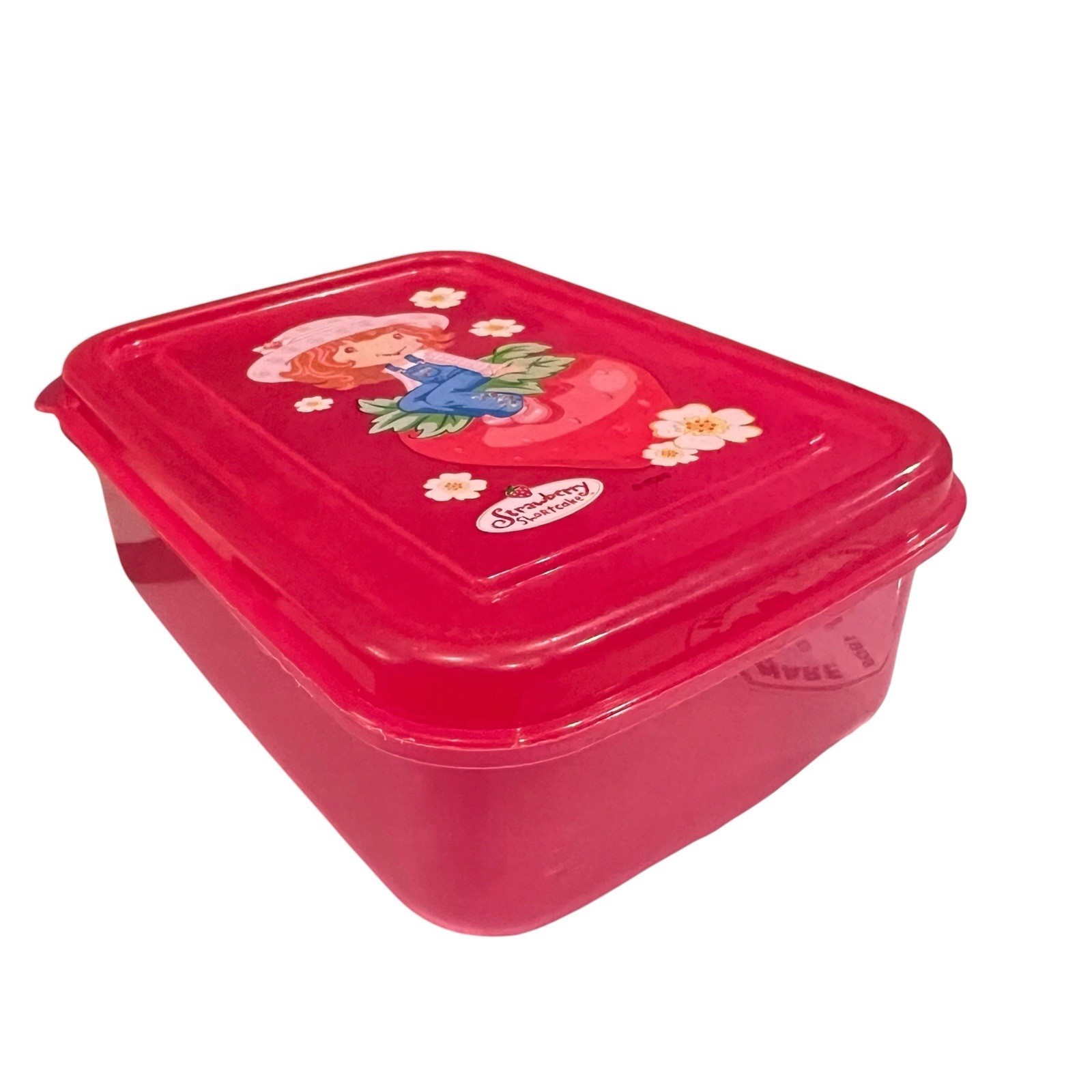 Strawberry Shortcake Plastic Food Storage Container w/ Lid – Pink Berry Design