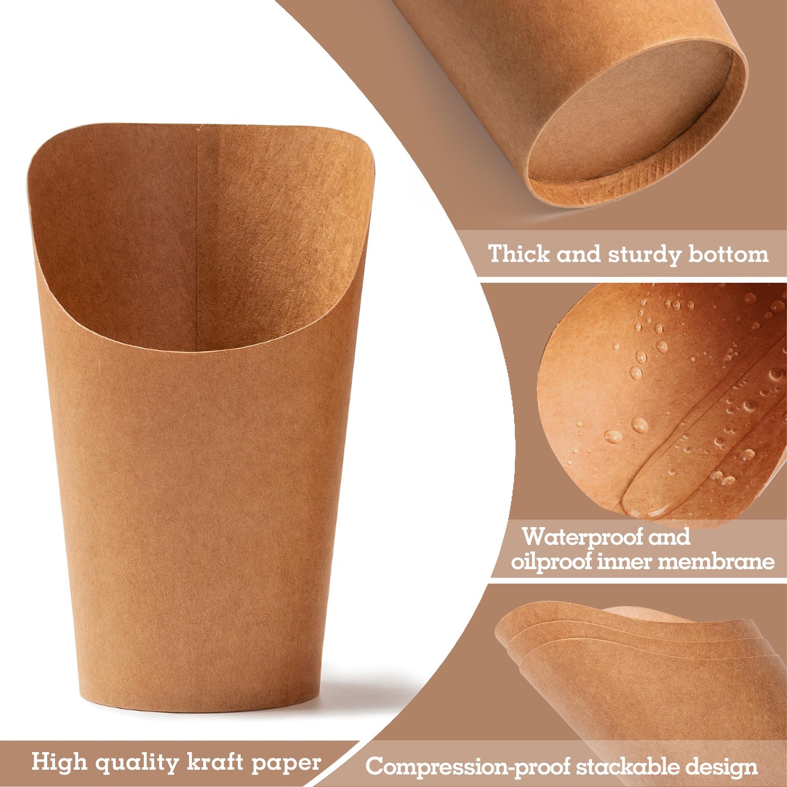 12 Oz French Fries Holder, 50 Pcs Kraft Paperr Charcuterie Cups Disposable, M…