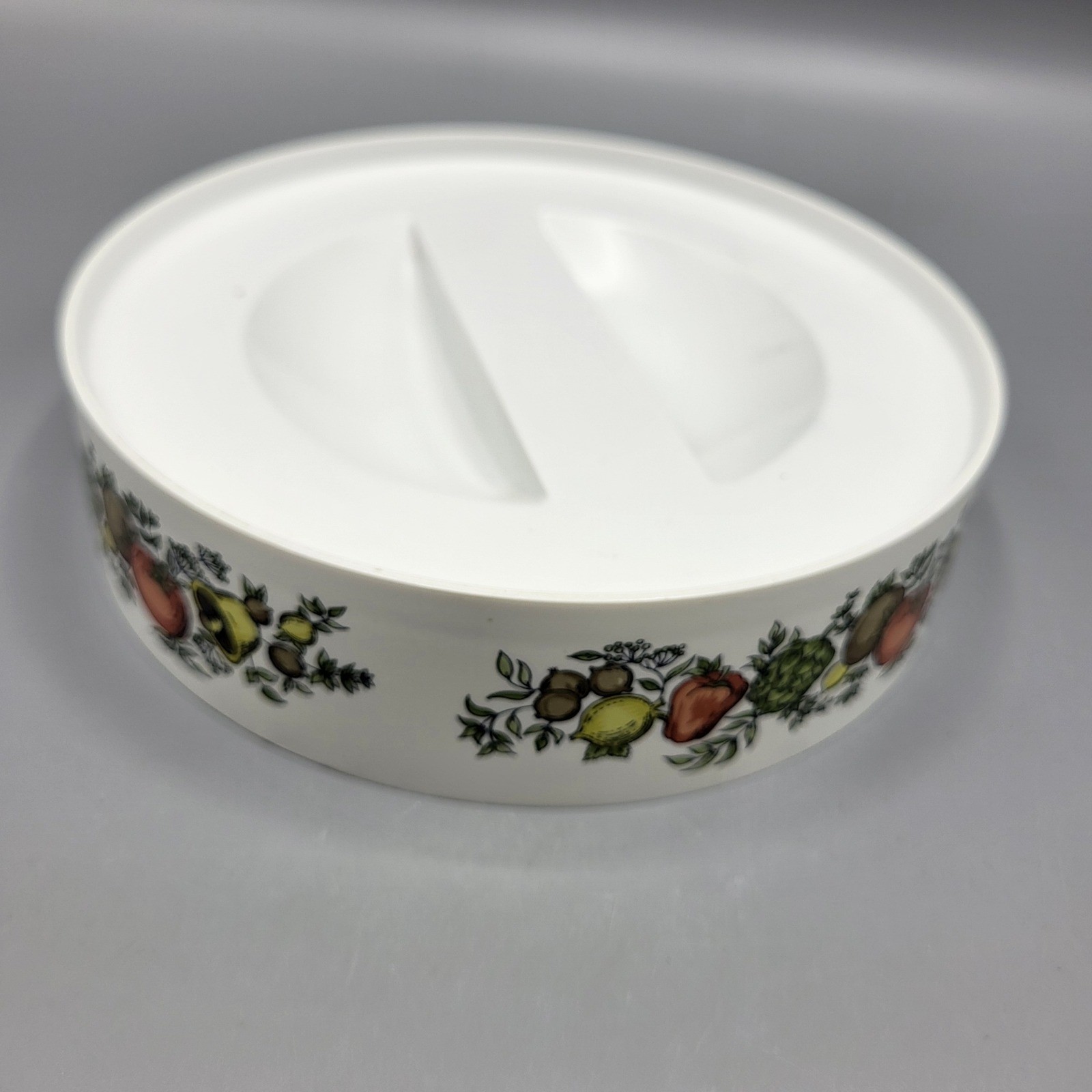Vtg Pyrex Spice O Life Glass Storage Bowl Container with Lid Round Clear White
