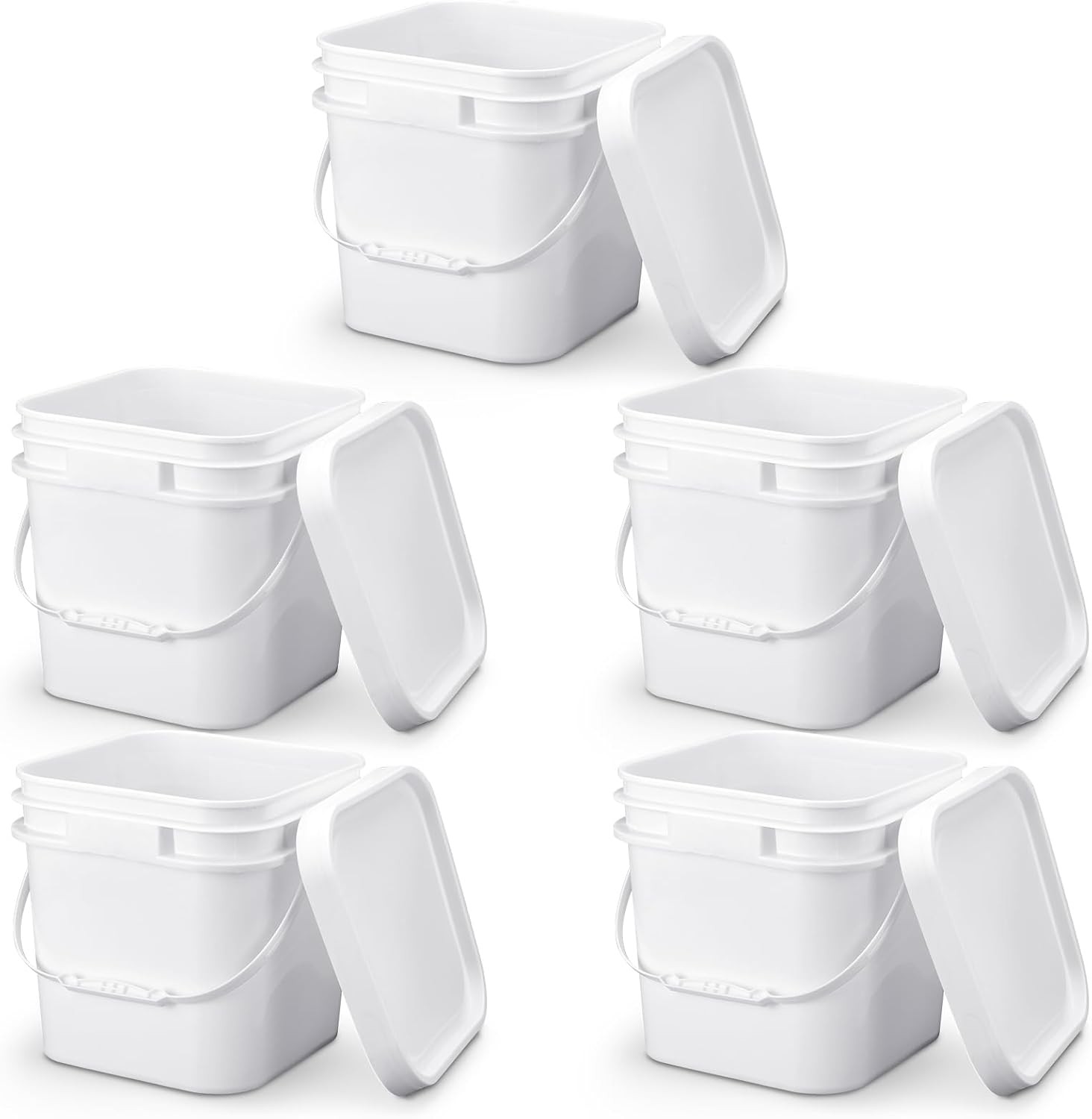 2.2 Gallon White Food Grade Bucket W/ Lid Square Plastic Bucket 10L Utility