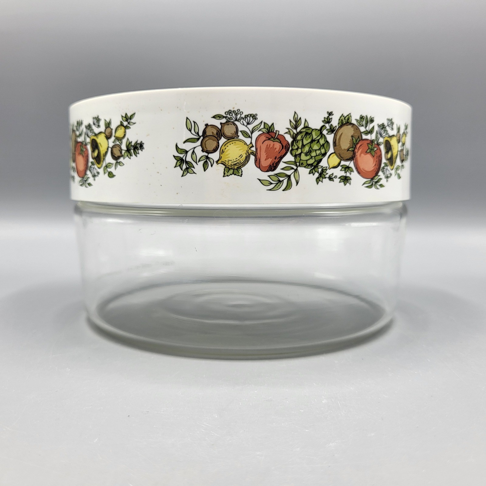 Vtg Pyrex Spice O Life Glass Storage Bowl Container with Lid Round Clear White