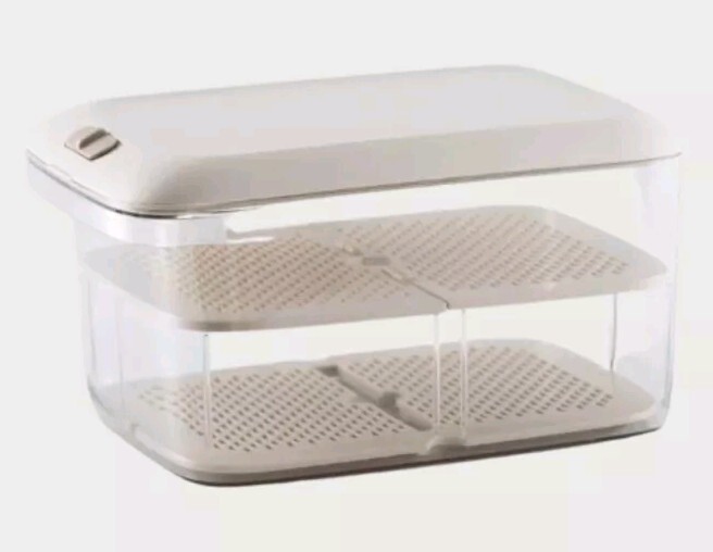 HuBee Multi-Layer Fridge/Freezer Adjustable Container W Flexible Divider In Grey