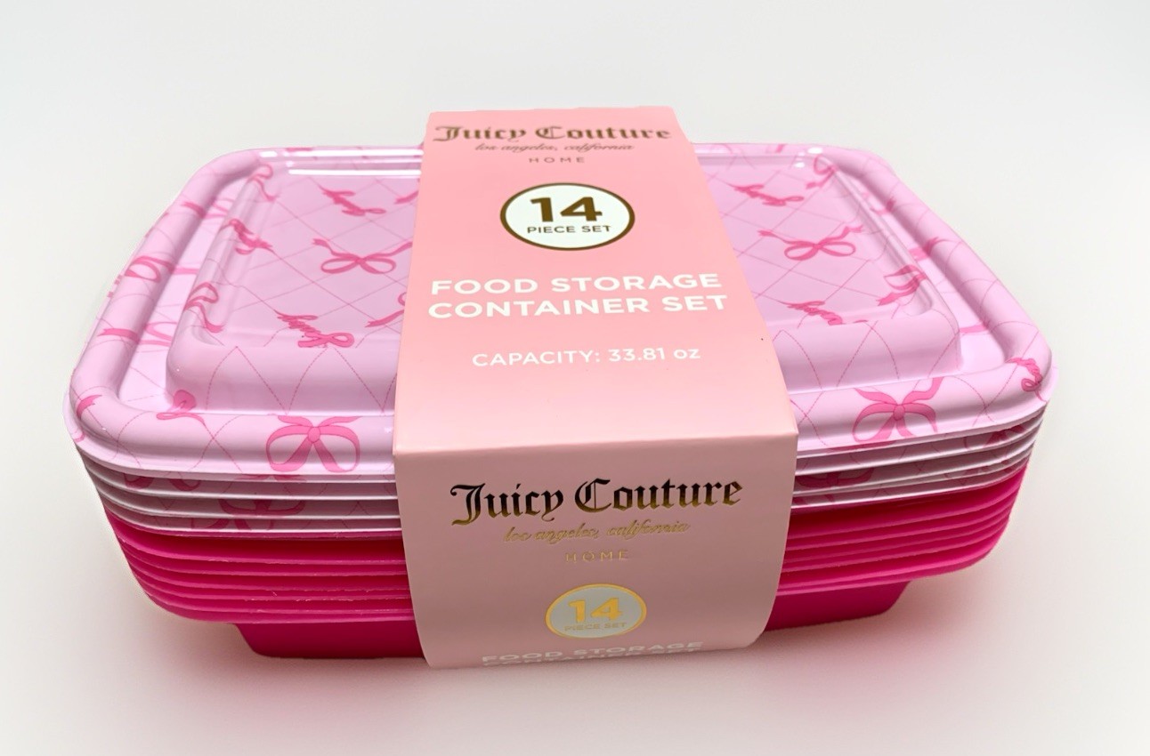 NEW Juicy Couture 14pc Hot Pink Plastic Meal Prep Food Storage Container Set