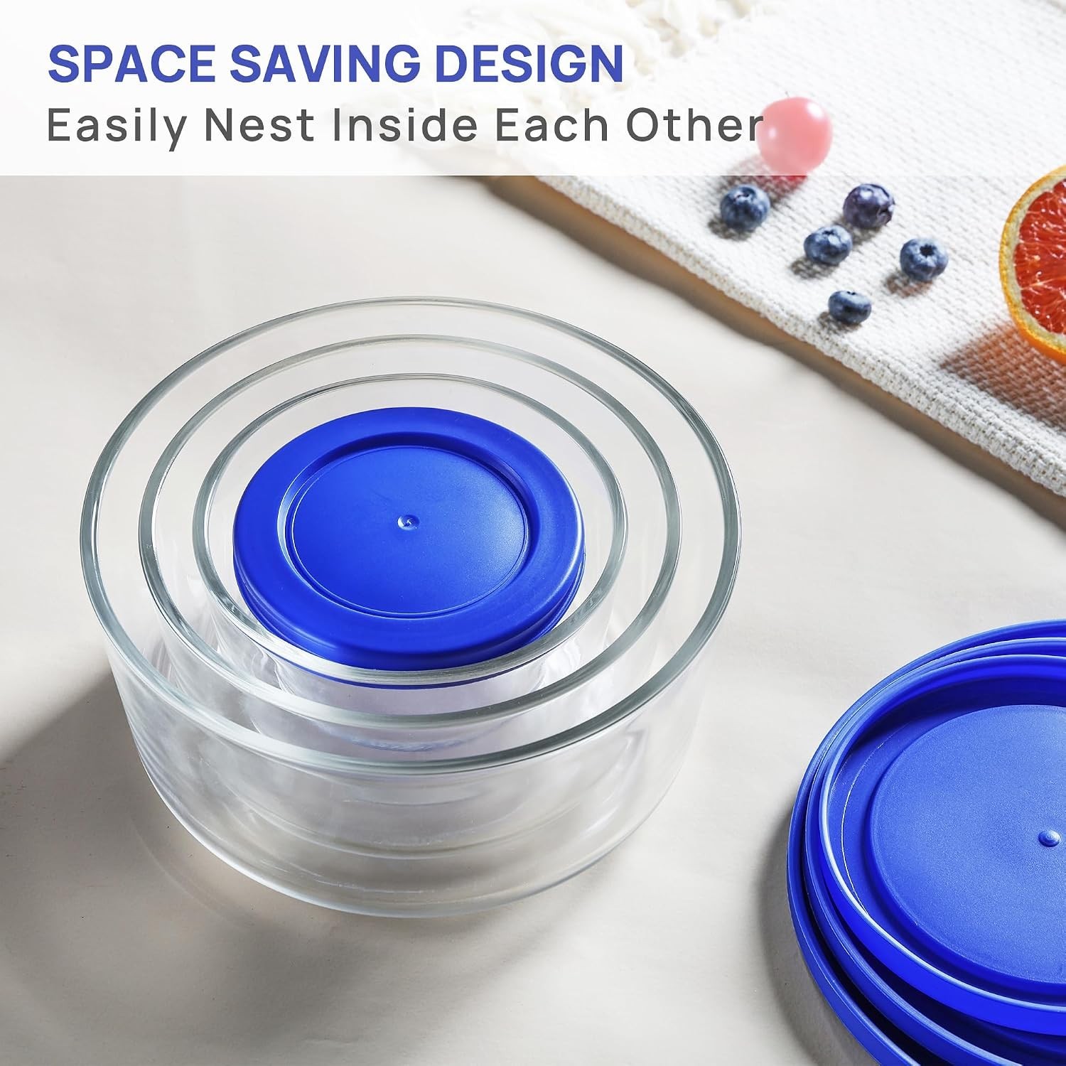 4 Pack Glass Bowls with Lids 1, 2, 4, 7 Cup, Food Storage Containers, Meal Pr…